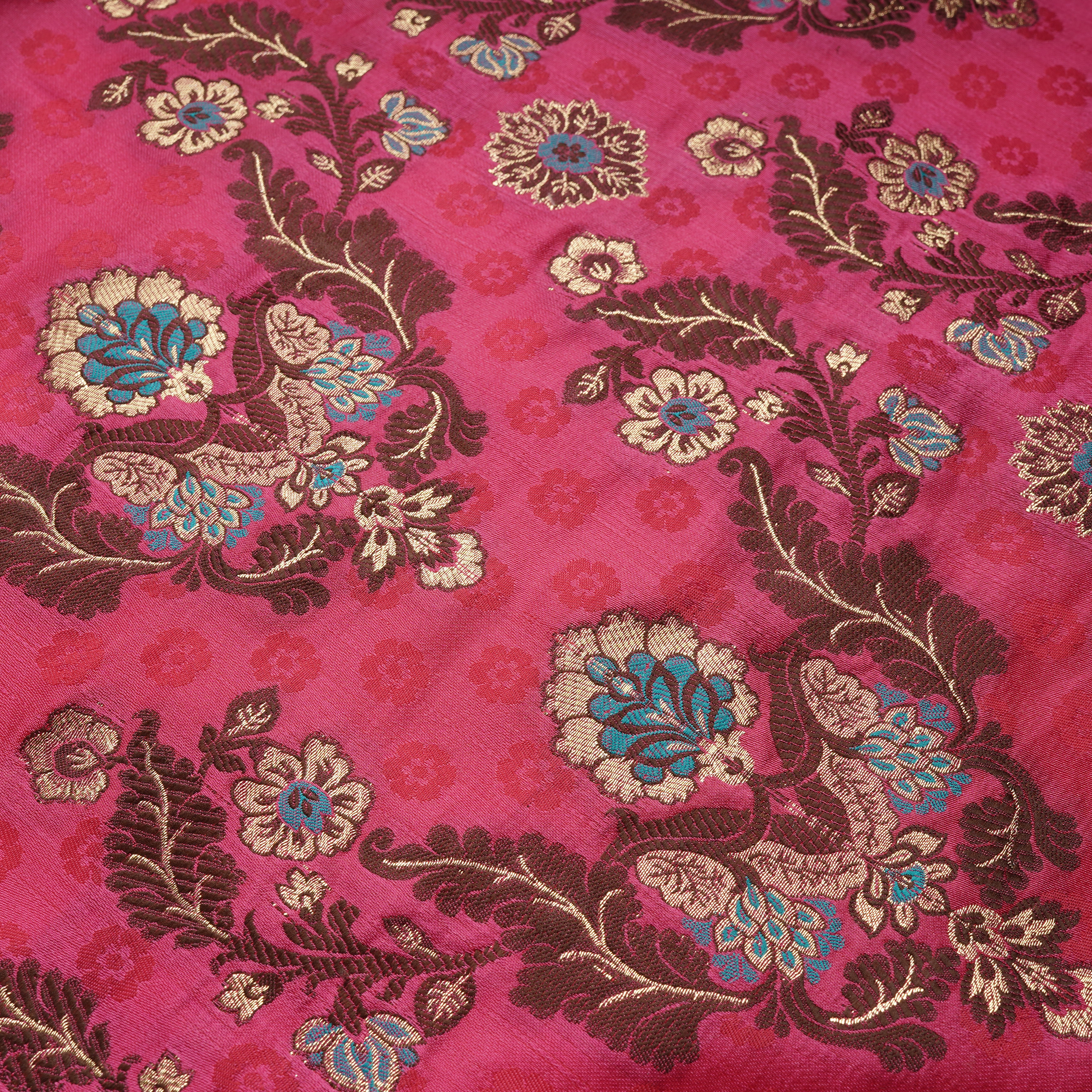 Shahnoor – Satin Jamawar Kamkhwab Fabric with Mughal Art