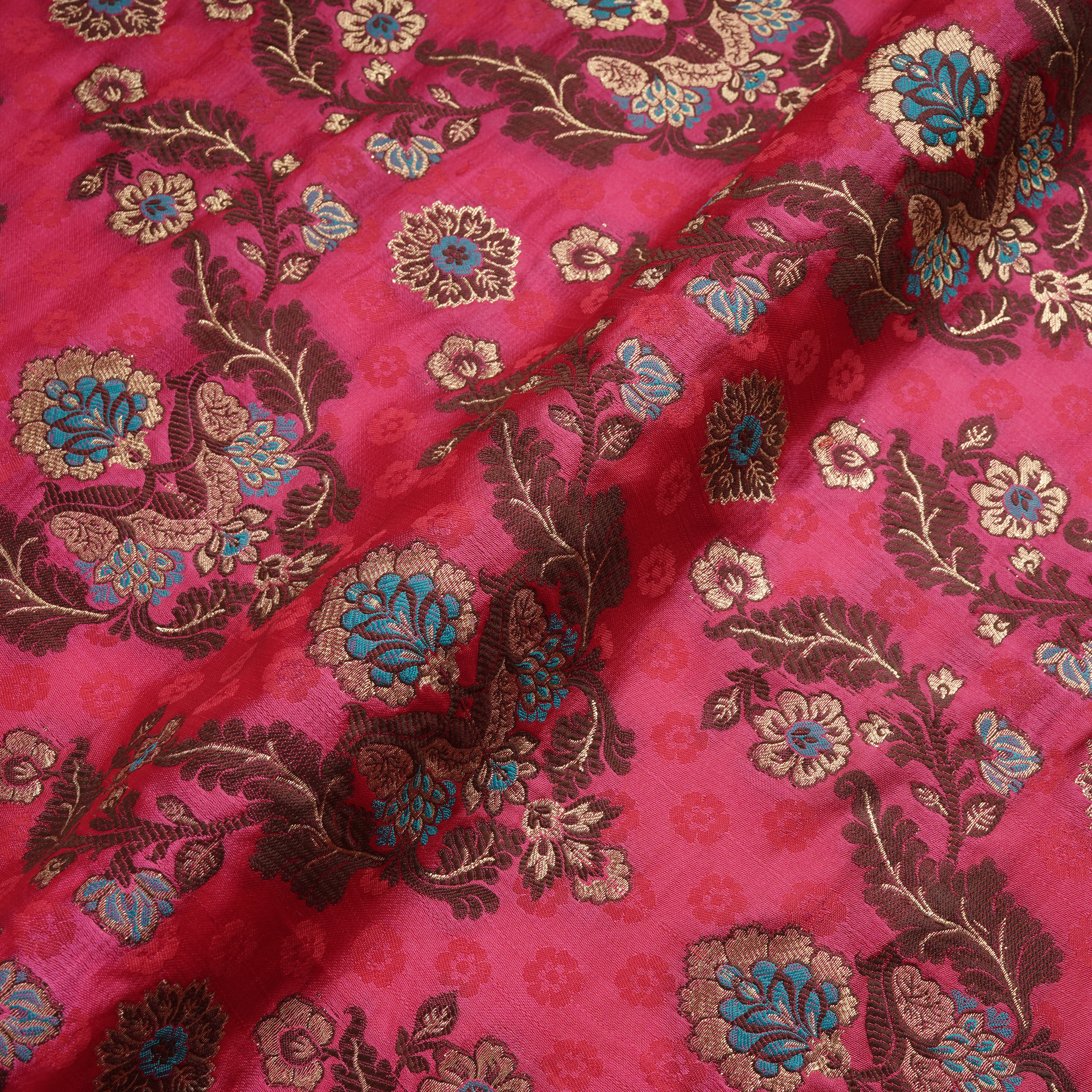 Shahnoor – Satin Jamawar Kamkhwab Fabric with Mughal Art