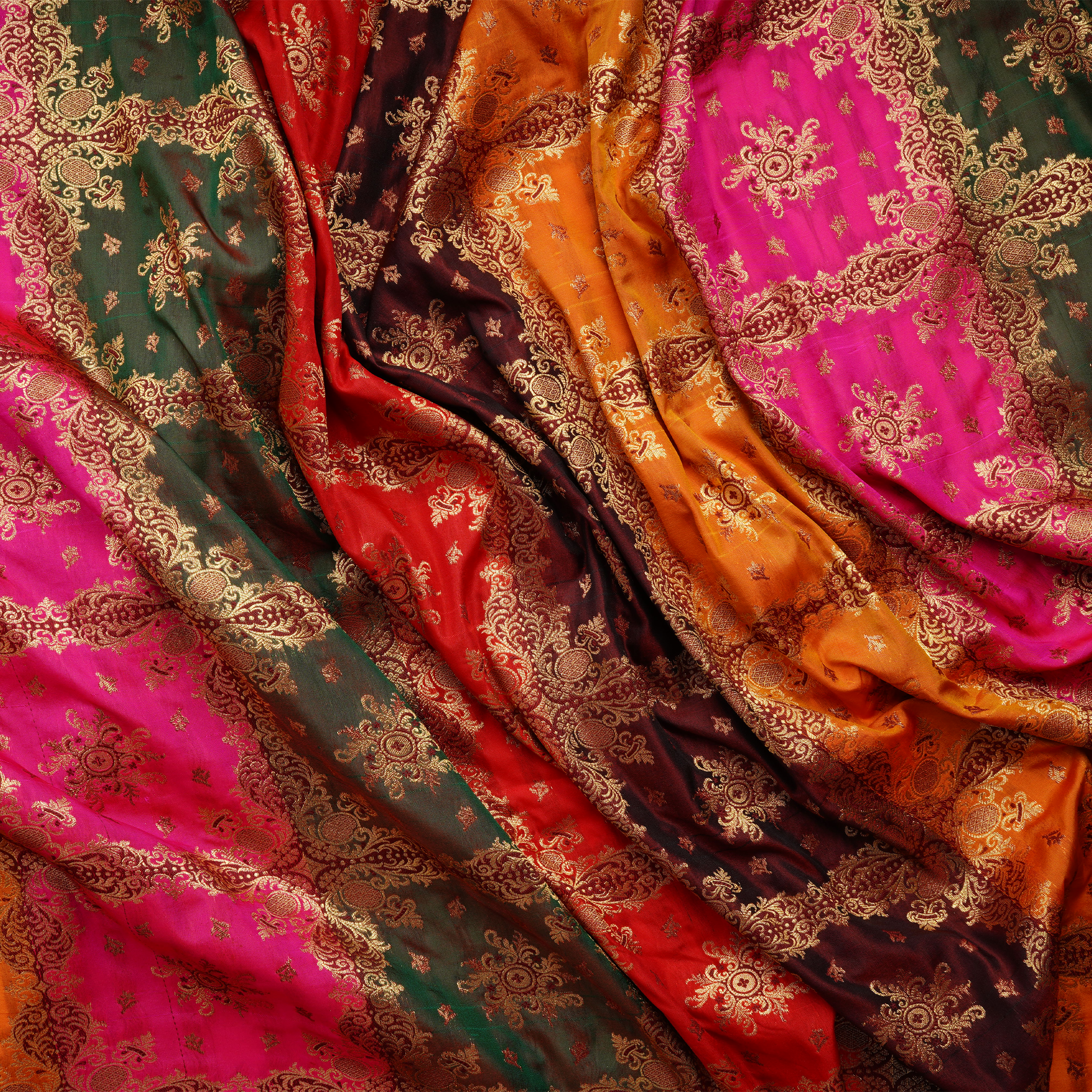 Rang-e-Gul – Lightweight Katan with Floral Zari Work