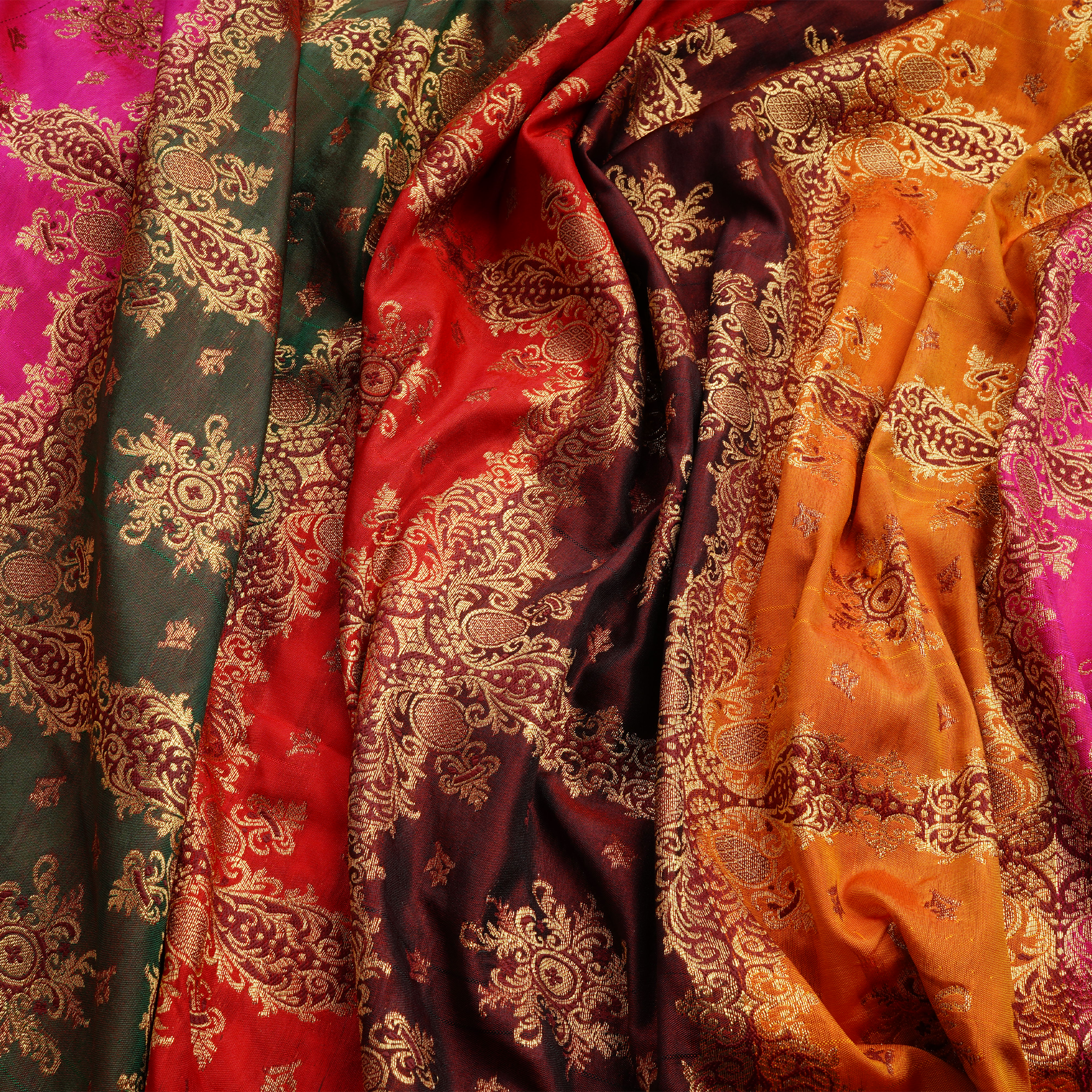 Rang-e-Gul – Lightweight Katan with Floral Zari Work