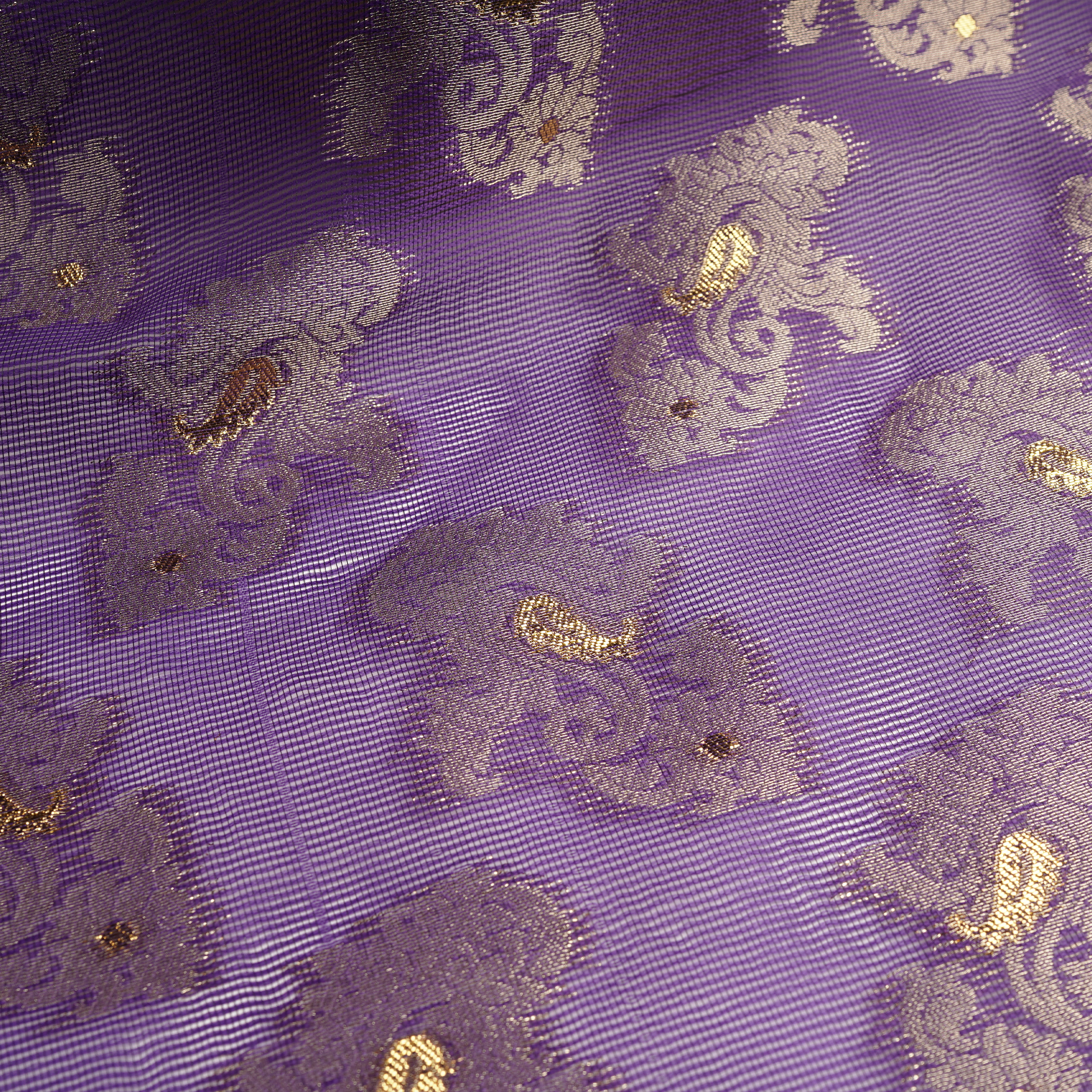 Mahveen – Loom Net Fabric with Golden Zari Bunch