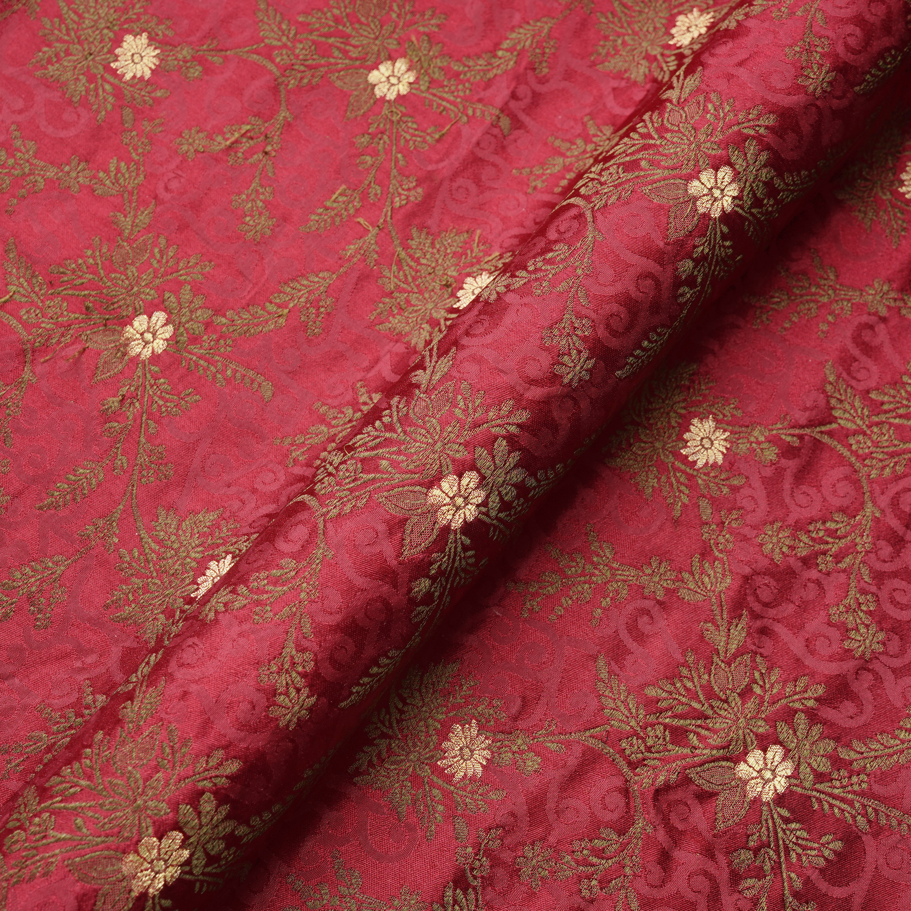 Gul-e-Rangrez – Pure Satin (Yarn Dyed | 2-Color Thread | Floral Jaal with Golden Zari)