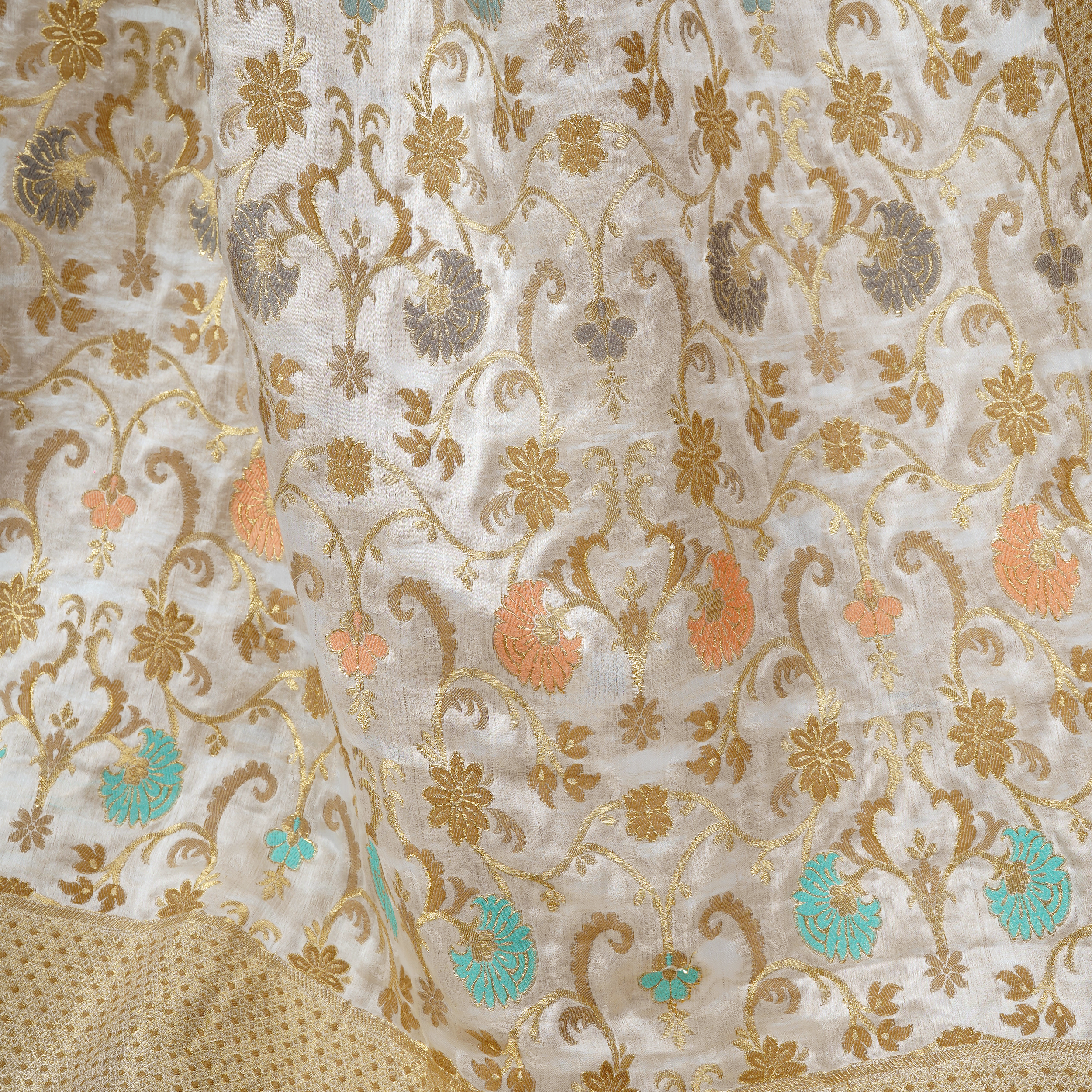 Phoolkaar – Satin Katan Chiffon Dupatta