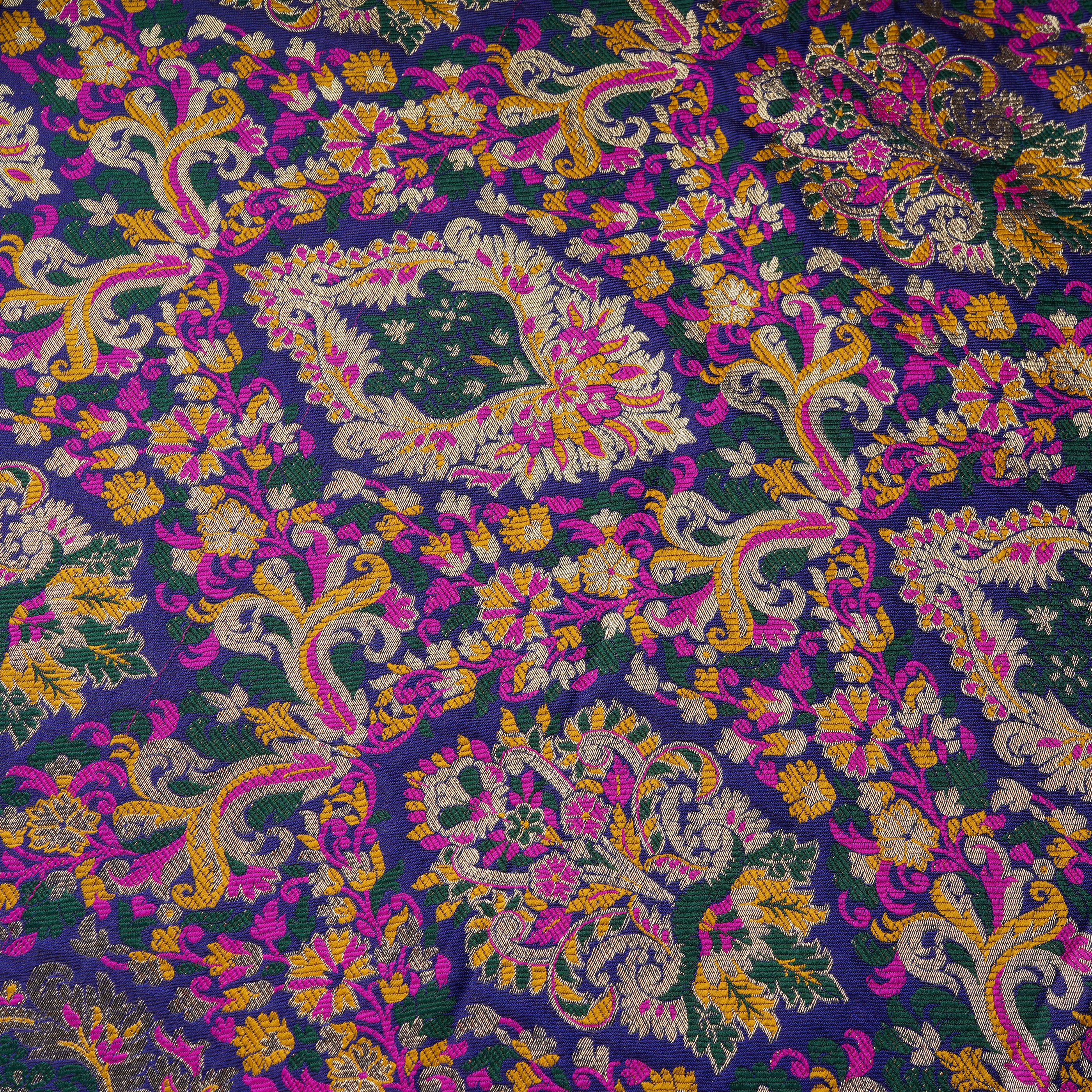 Indigo Jamawar Satin Zarbaft