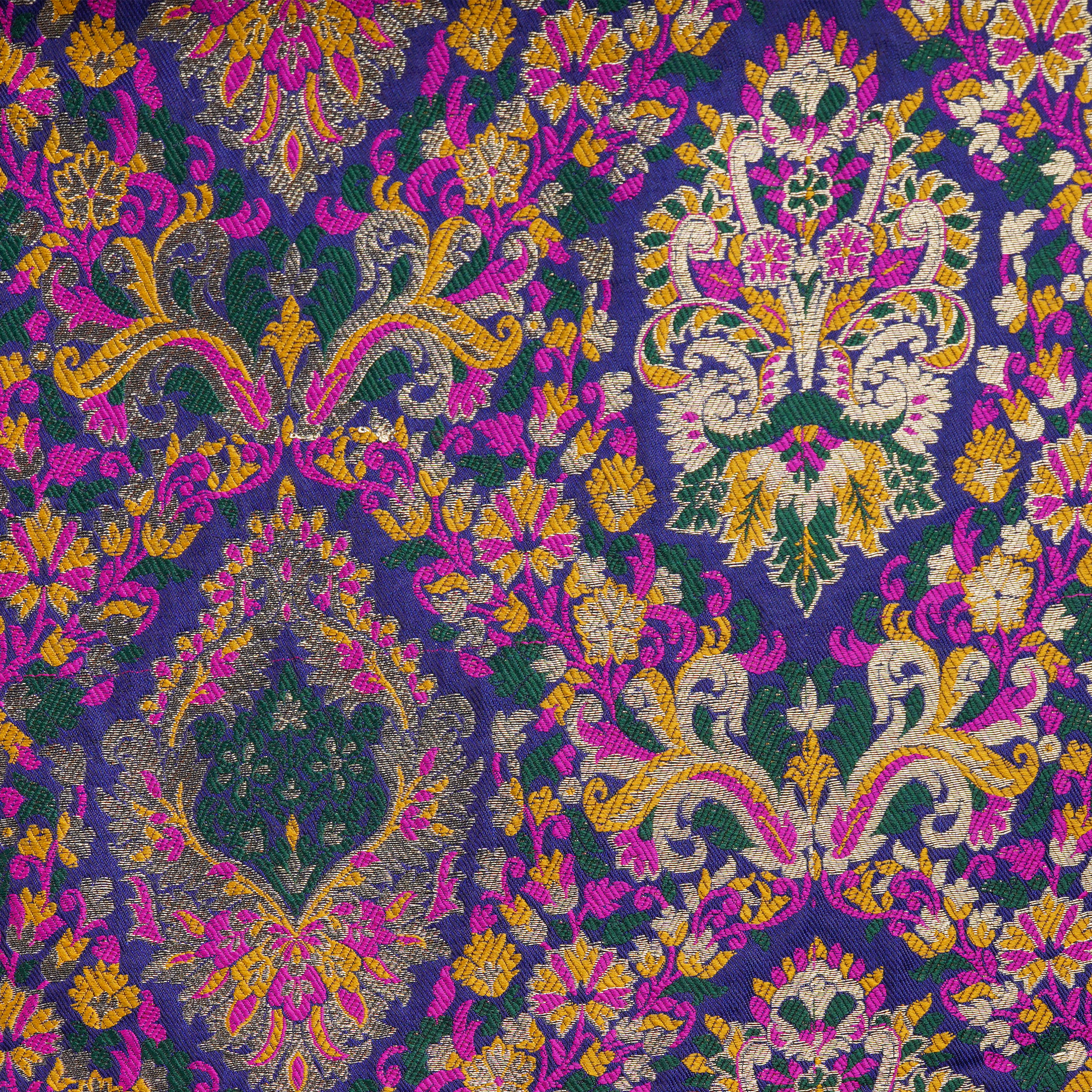 Indigo Jamawar Satin Zarbaft