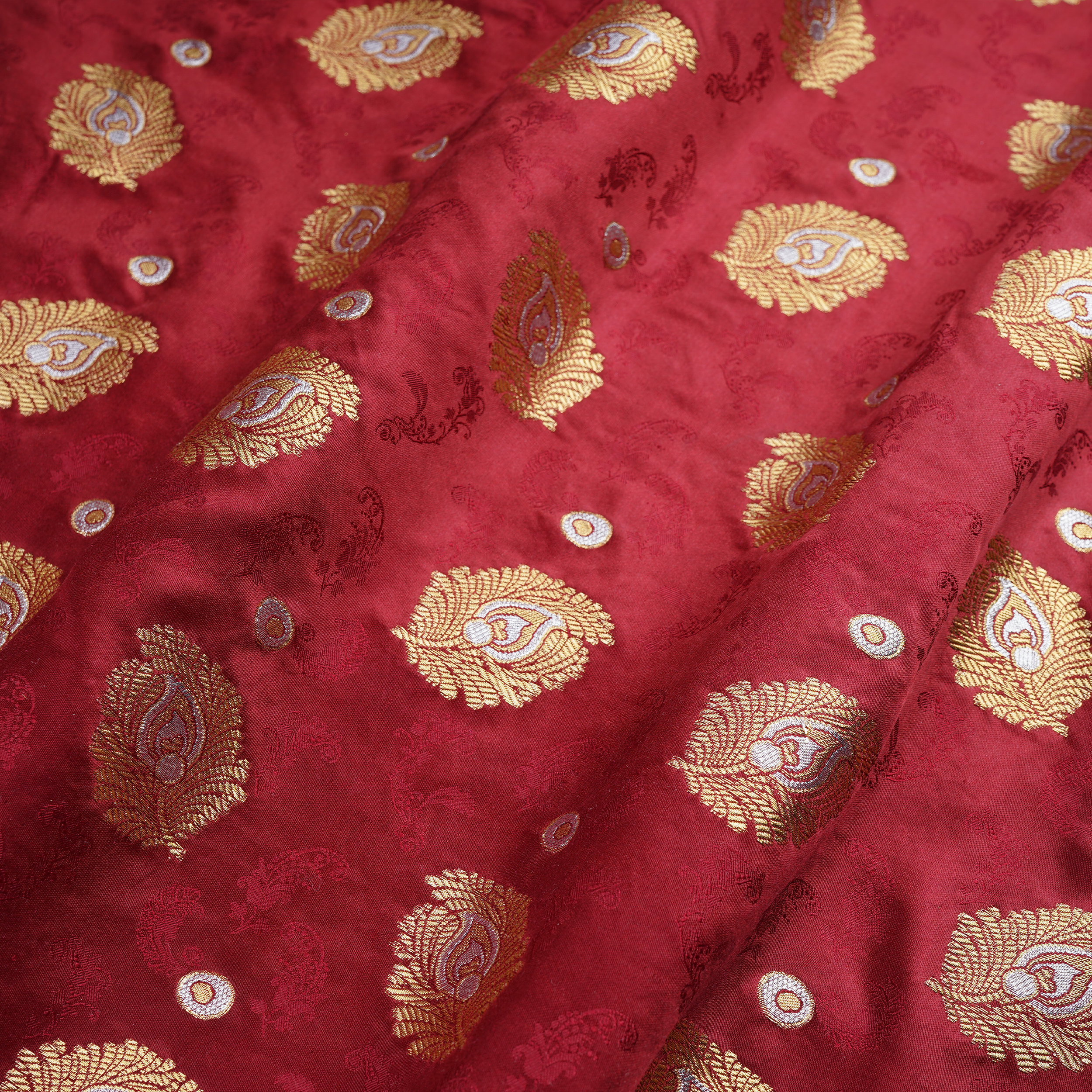 Morjaal – Self Jamawar Katan Satin with Peacock Feather Buti