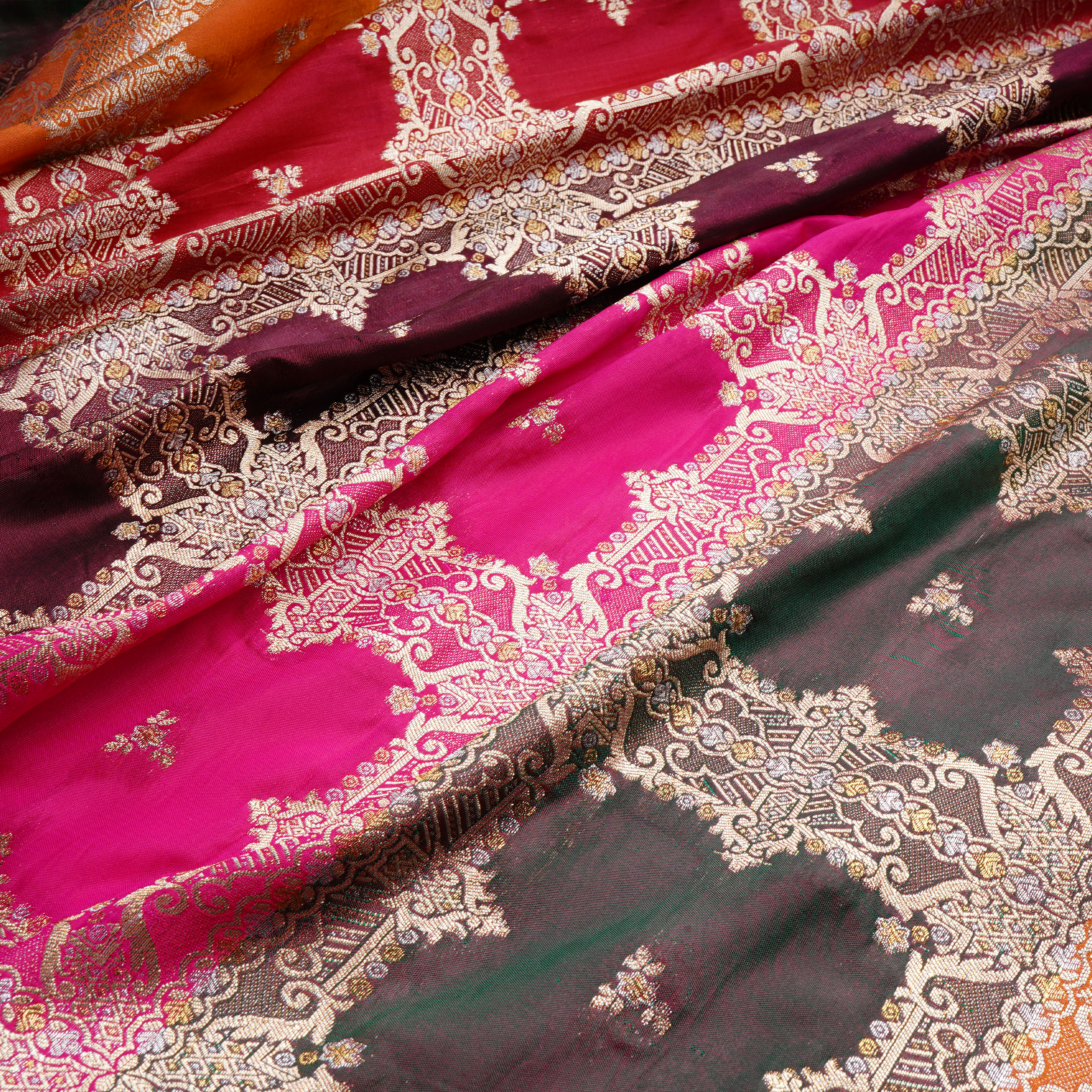 Rang-e-Naz – Lightweight Katan with Floral Zari Work