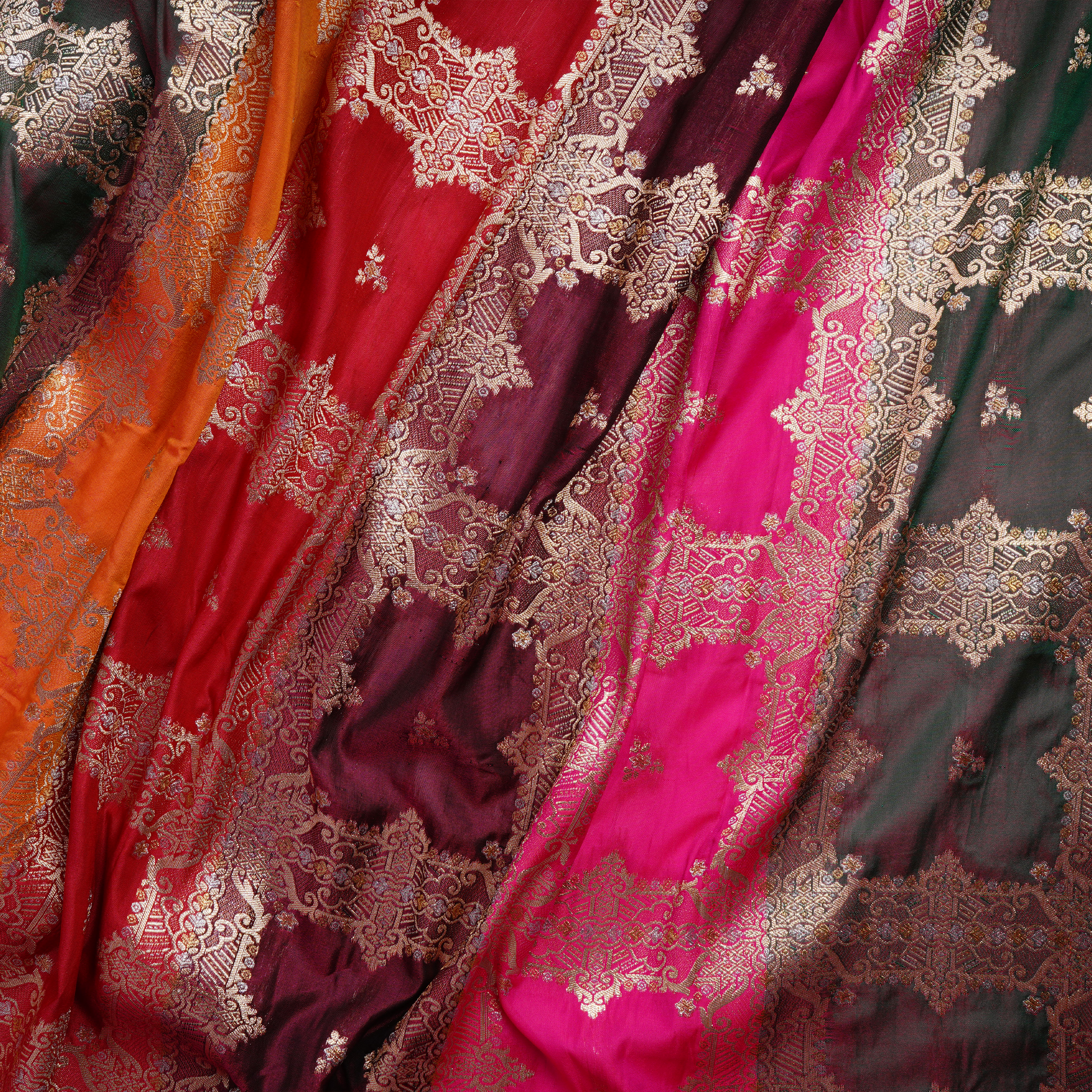 Rang-e-Naz – Lightweight Katan with Floral Zari Work