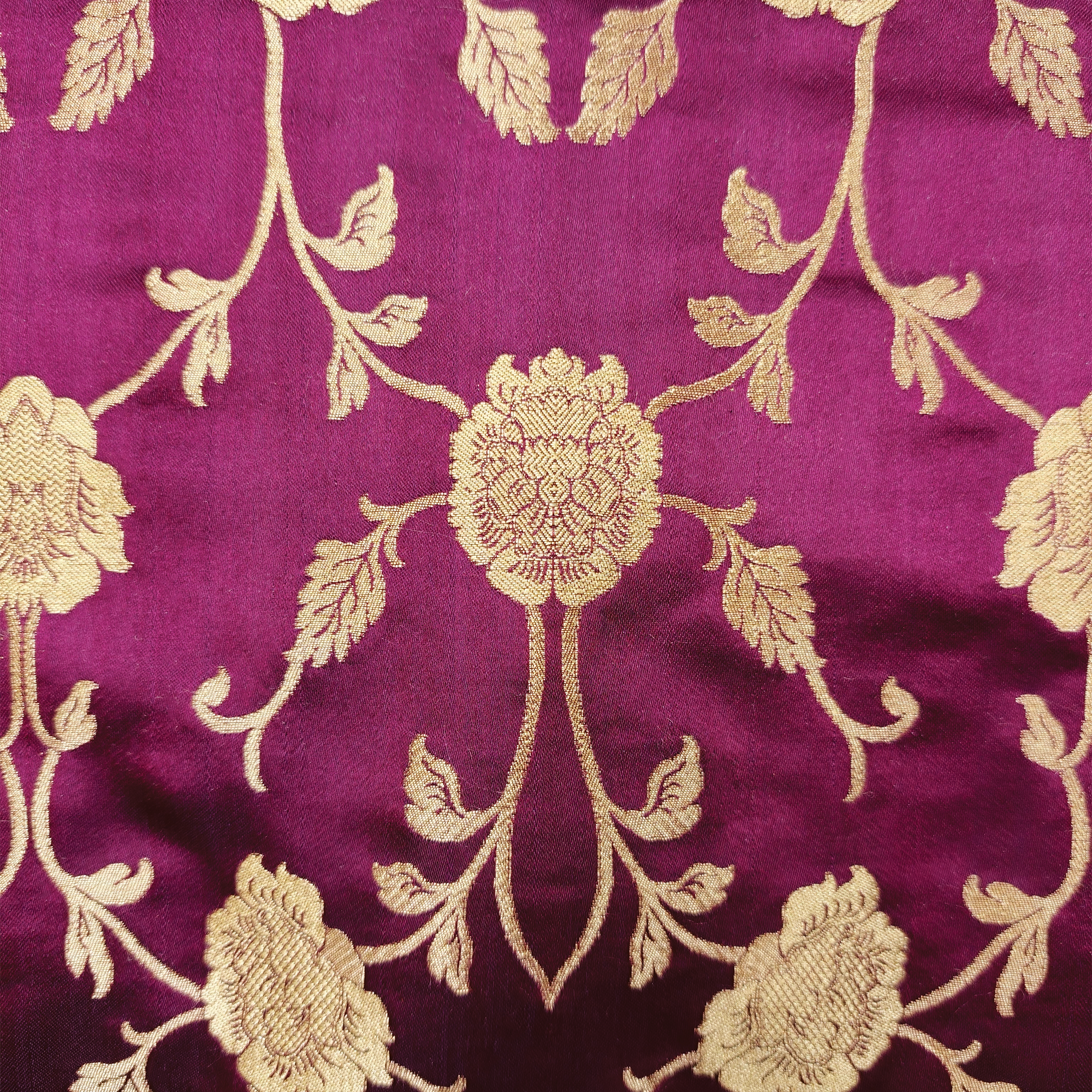 Lams-e-Noor – Pure Katan Satin Silk Floral Jaal Fabric