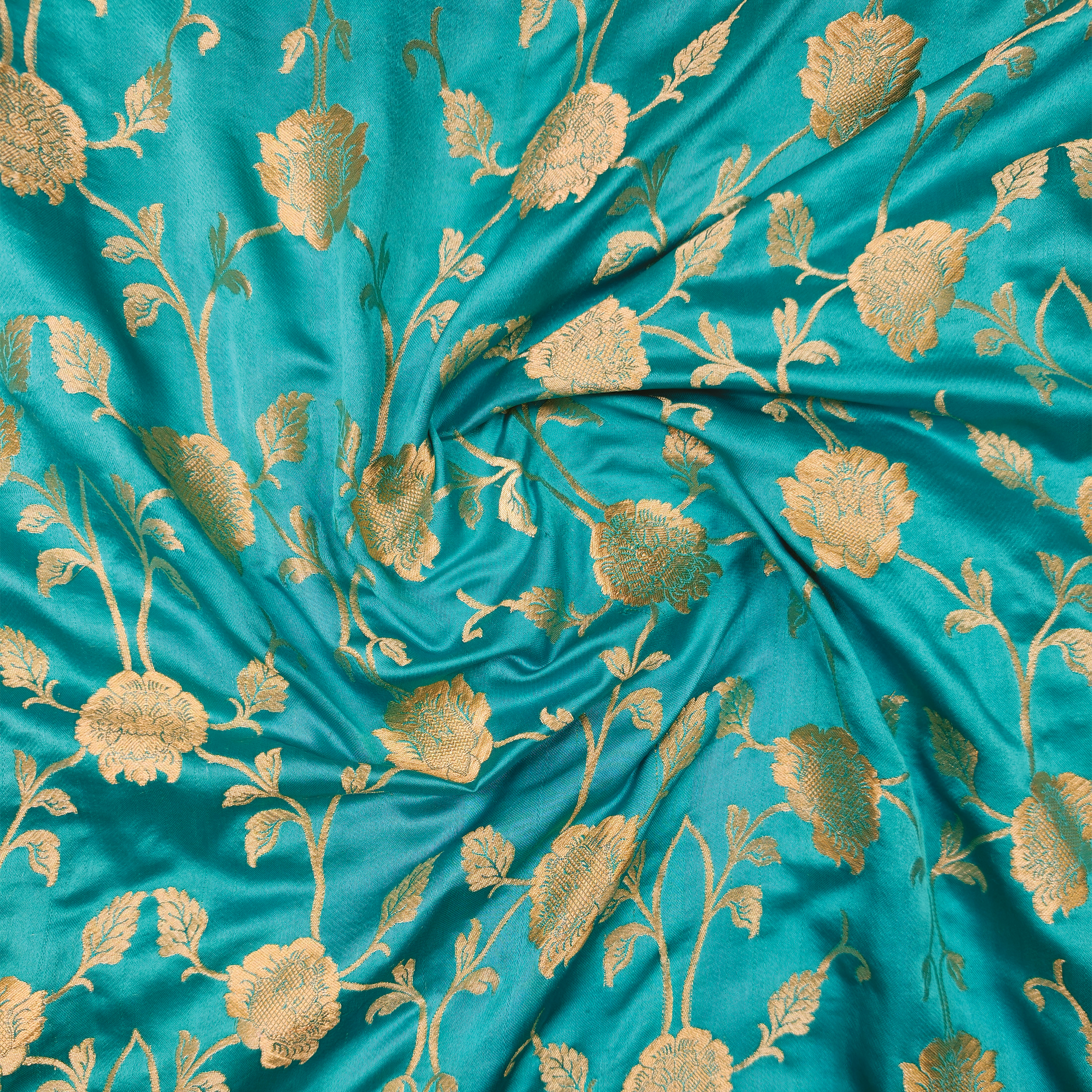 Lams-e-Noor – Pure Katan Satin Silk Floral Jaal Fabric