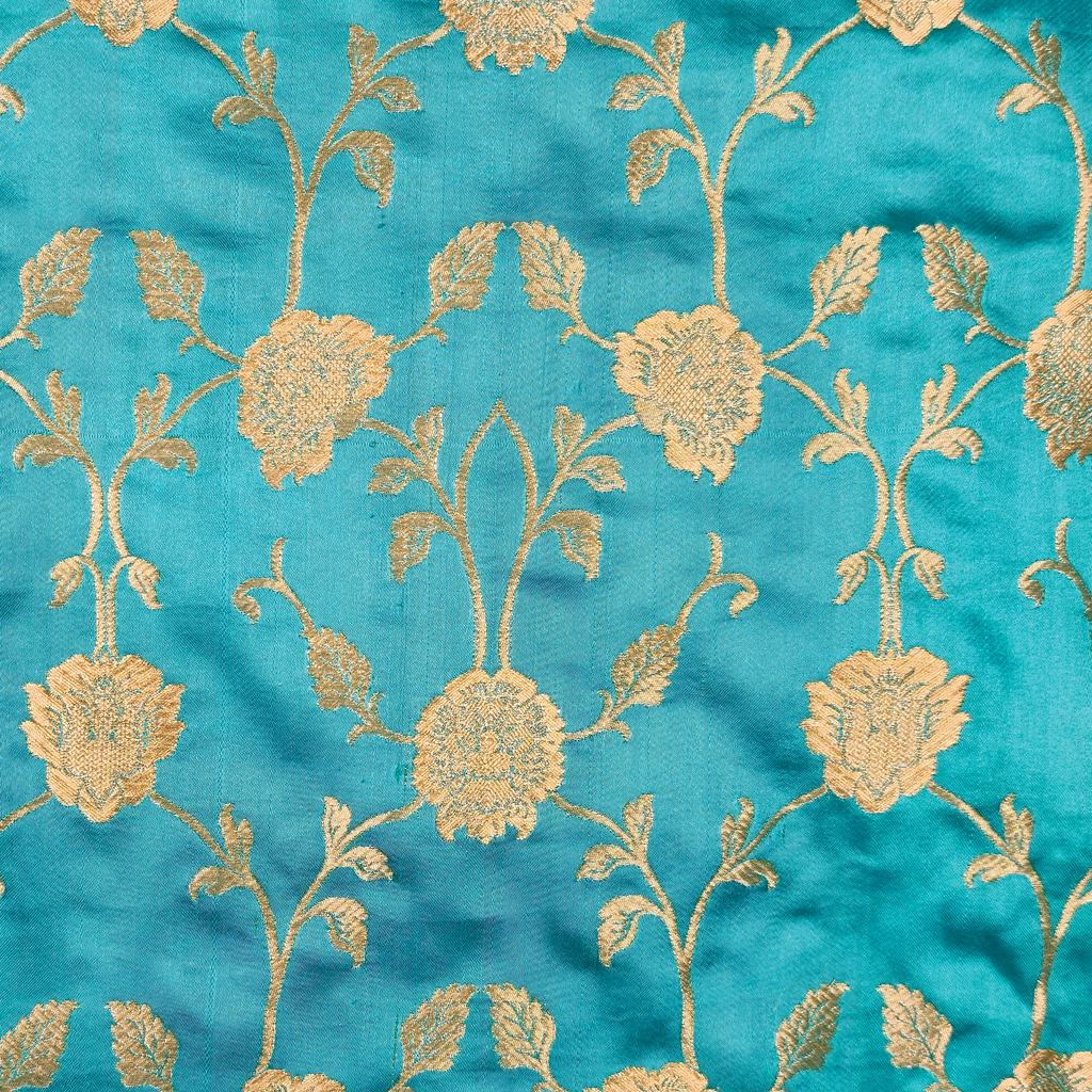 Lams-e-Noor – Pure Katan Satin Silk Floral Jaal Fabric
