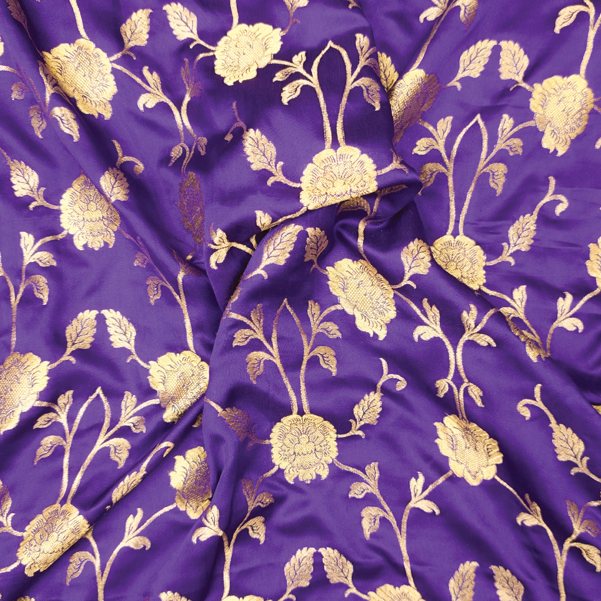 Lams-e-Noor – Pure Katan Satin Silk Floral Jaal Fabric