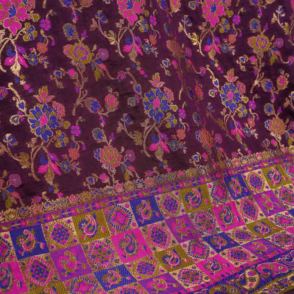 Zeenat (Violet) – Katan Chiffon Atlas Shawl