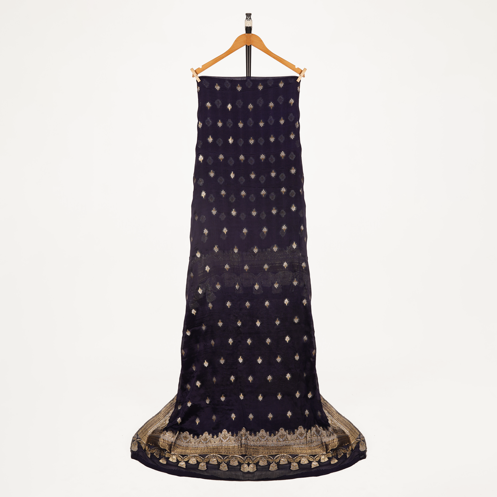 Mehr-e-Kashida – Pure Katan Chiffon Mughal Buti Shawl