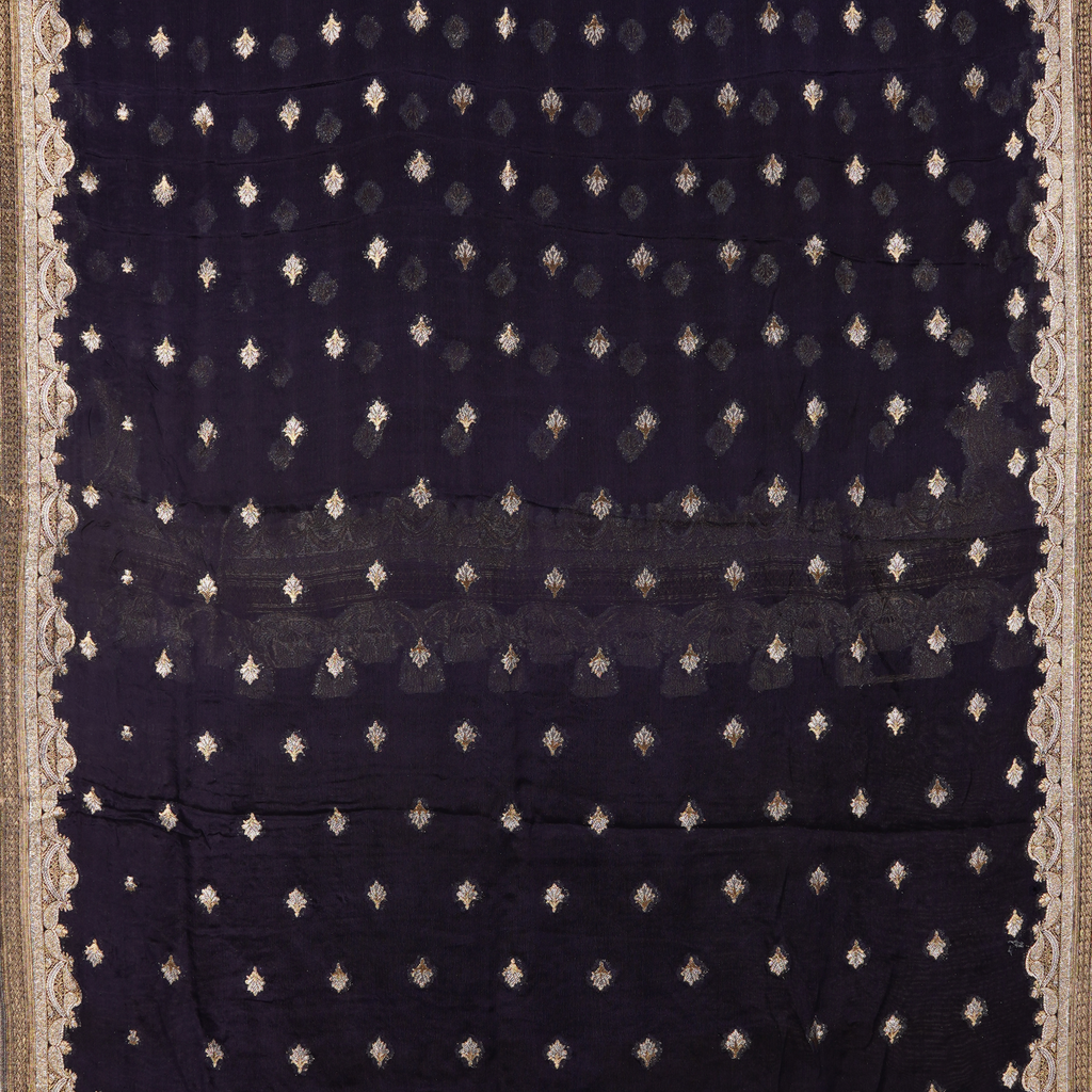Mehr-e-Kashida – Pure Katan Chiffon Mughal Buti Shawl