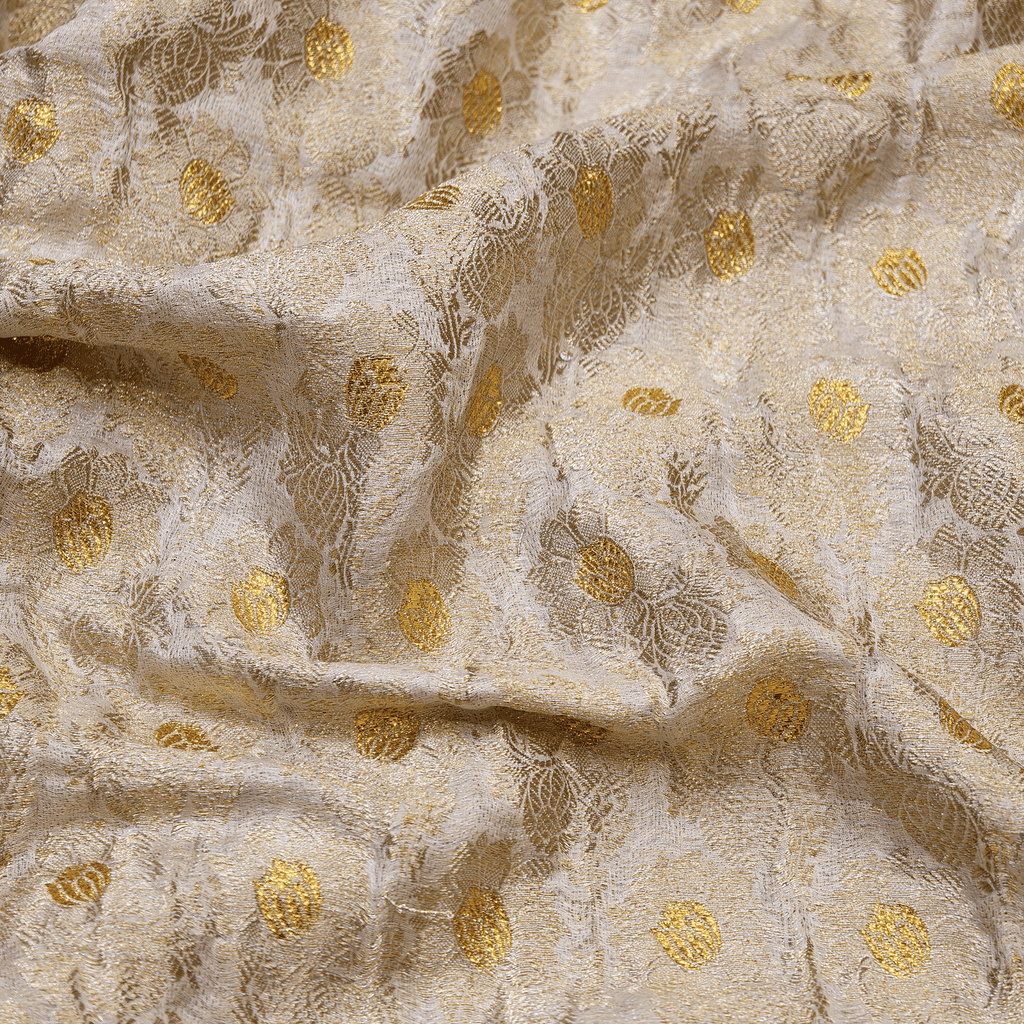 Shaahi Atlas – Pure Katan Silk with Floral Bunch
