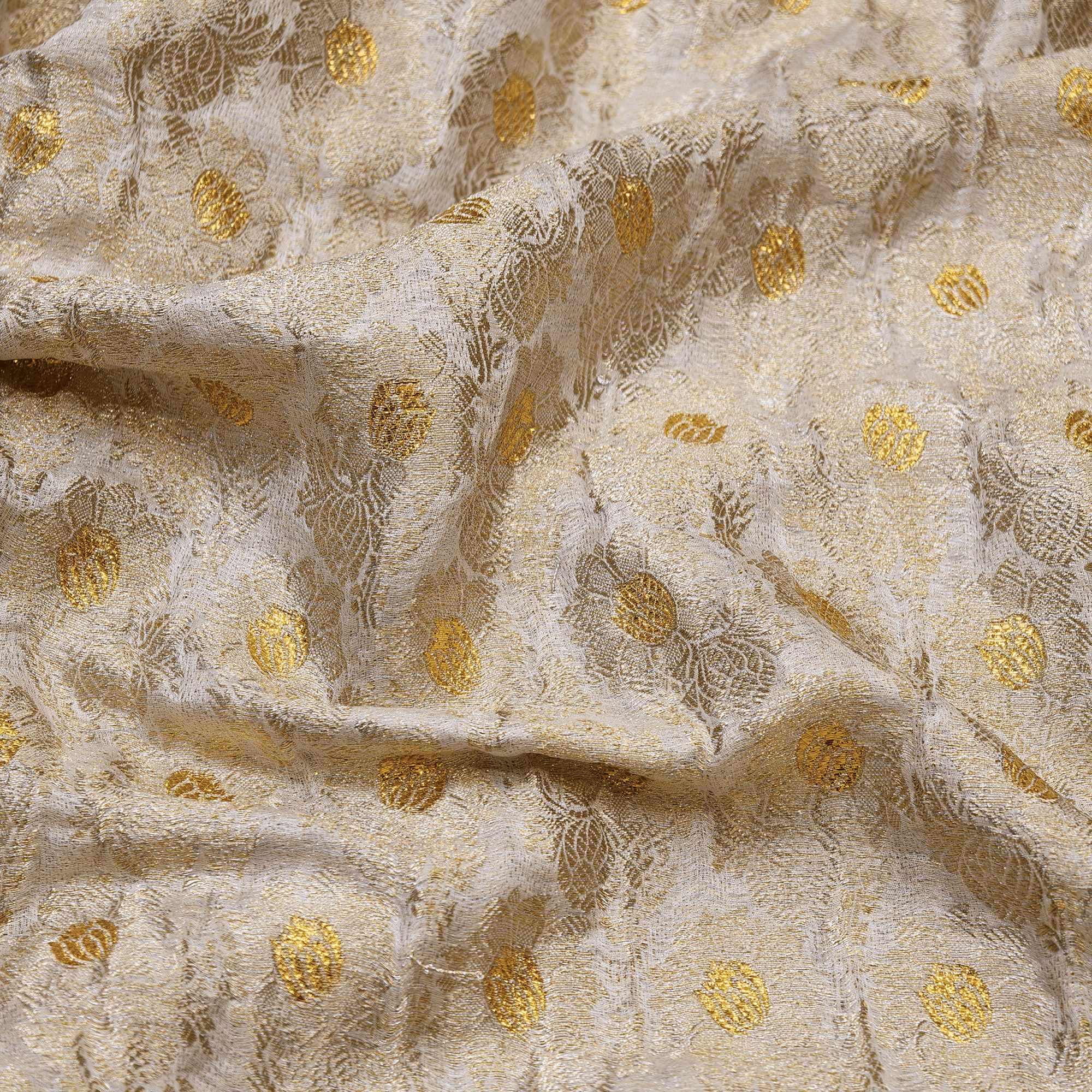 Shaahi Atlas – Pure Katan Silk with Floral Bunch