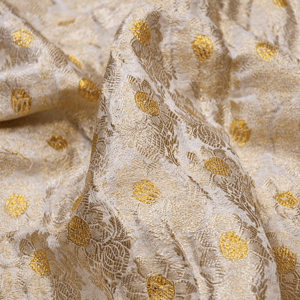 Shaahi Atlas – Pure Katan Silk with Floral Bunch