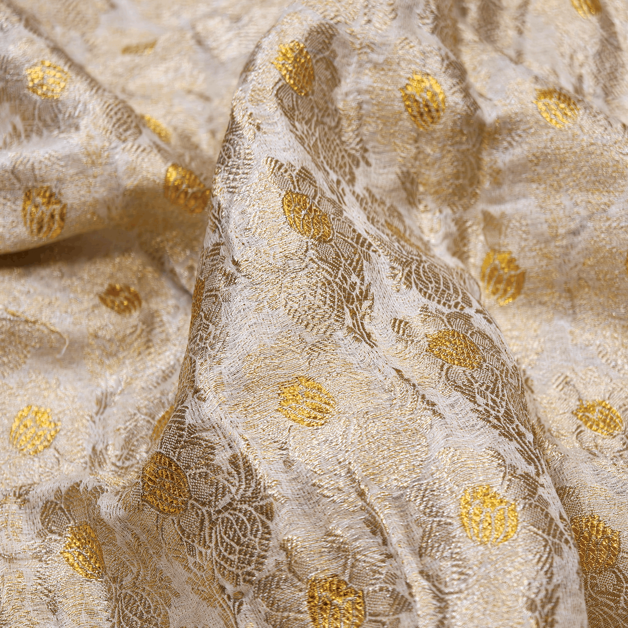 Shaahi Atlas – Pure Katan Silk with Floral Bunch
