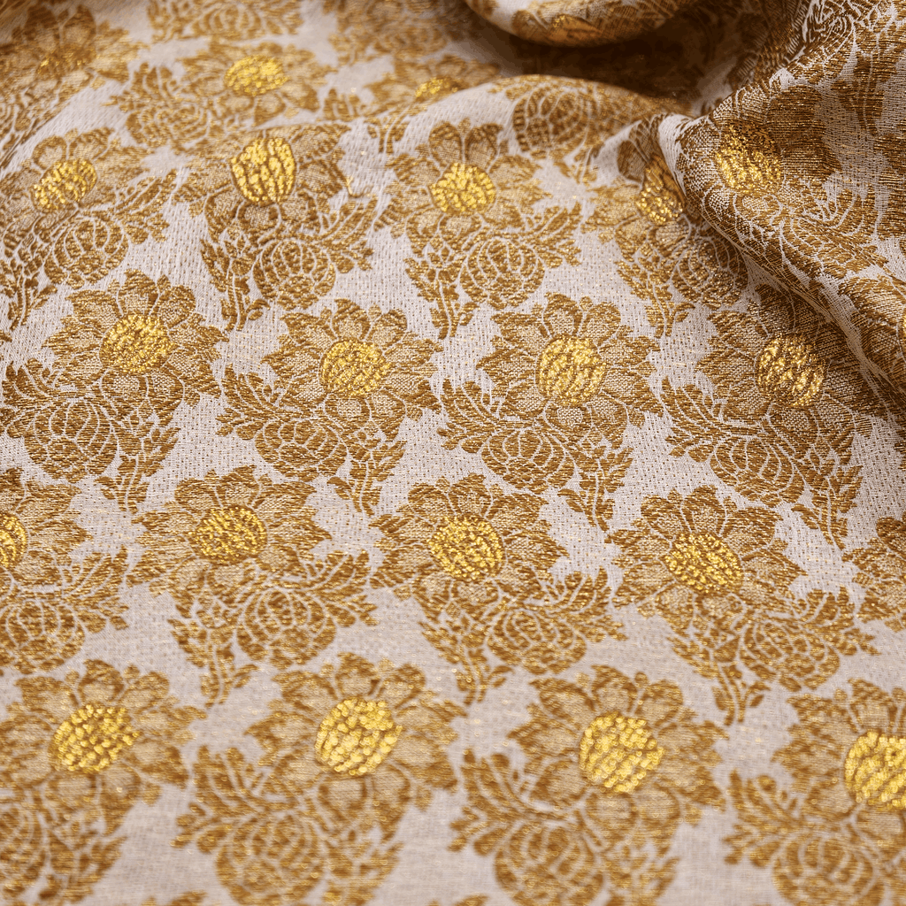 Zarafshan – Pure Katan Atlas Silk with Floral Bunch