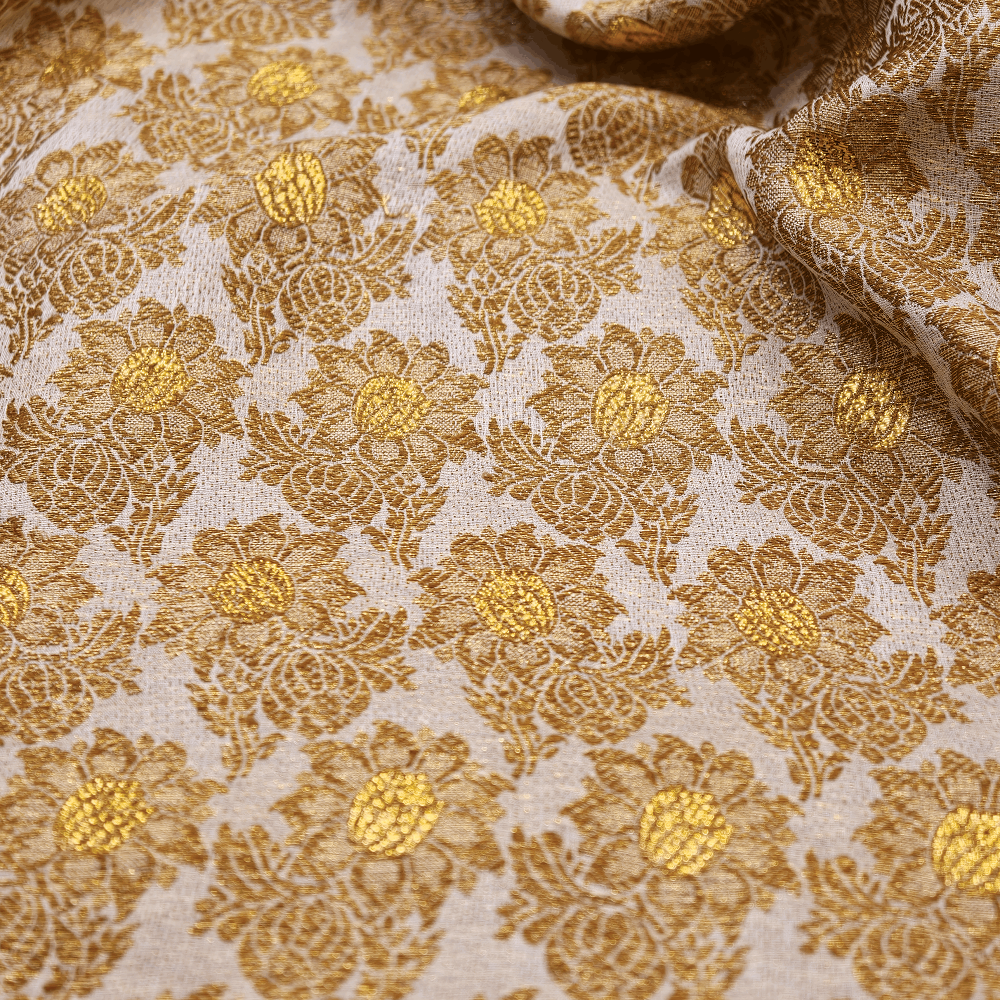 Zarafshan – Pure Katan Atlas Silk with Floral Bunch