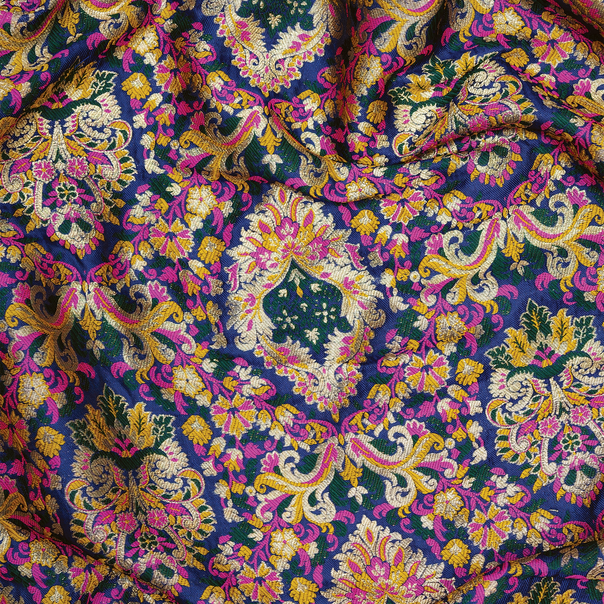 Indigo Jamawar Satin Zarbaft