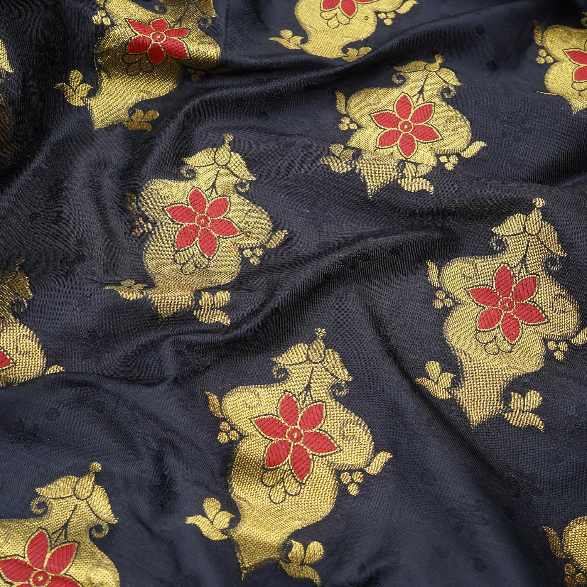 Fasana – Self Jamawar Blended Katan Silk with Mughal Bunch Pattern - Zahra Maham