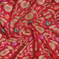 Guljaal-e-Khaalis (Red) – Pure Katan Silk Floral Jaal
