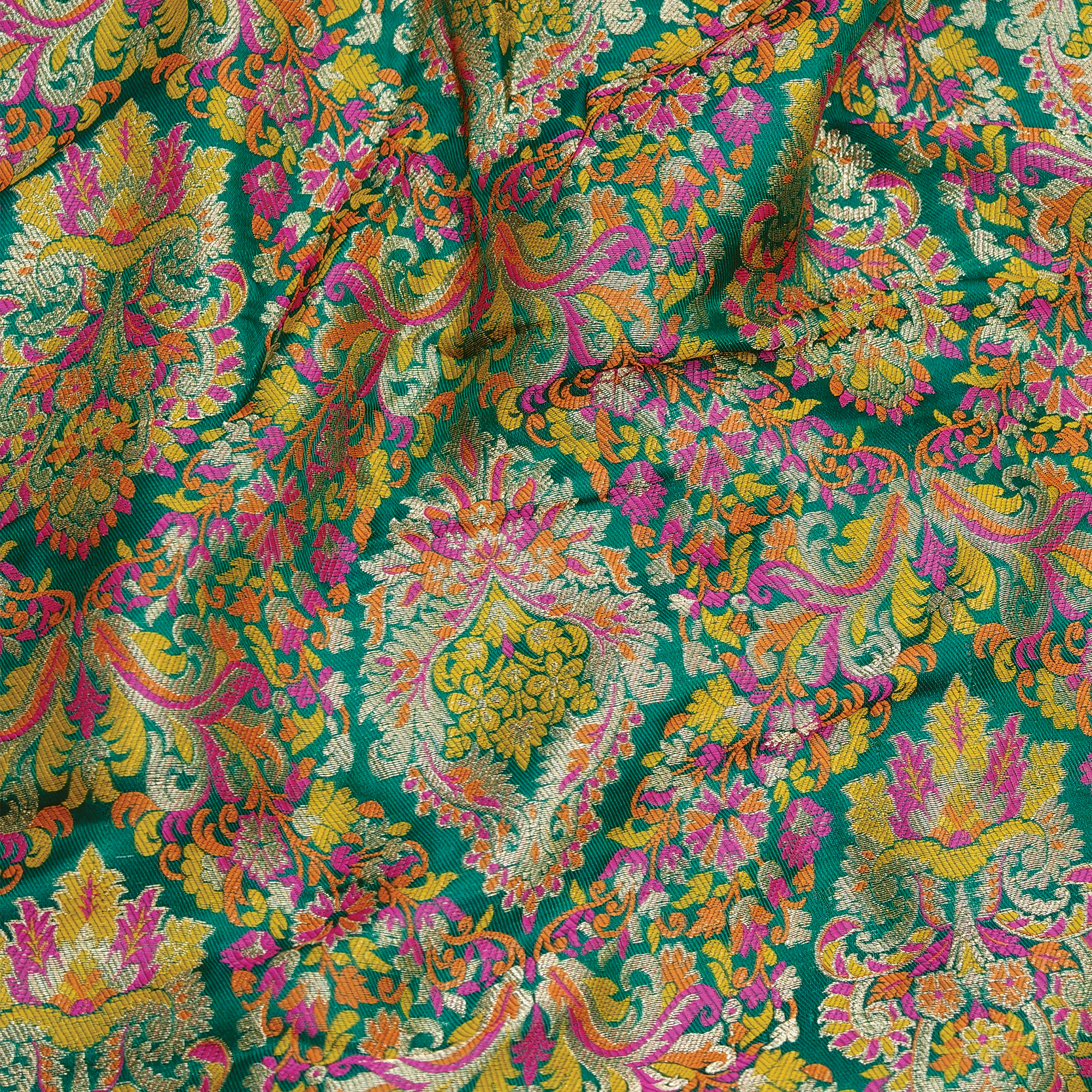 Indigo Jamawar Satin Zarbaft