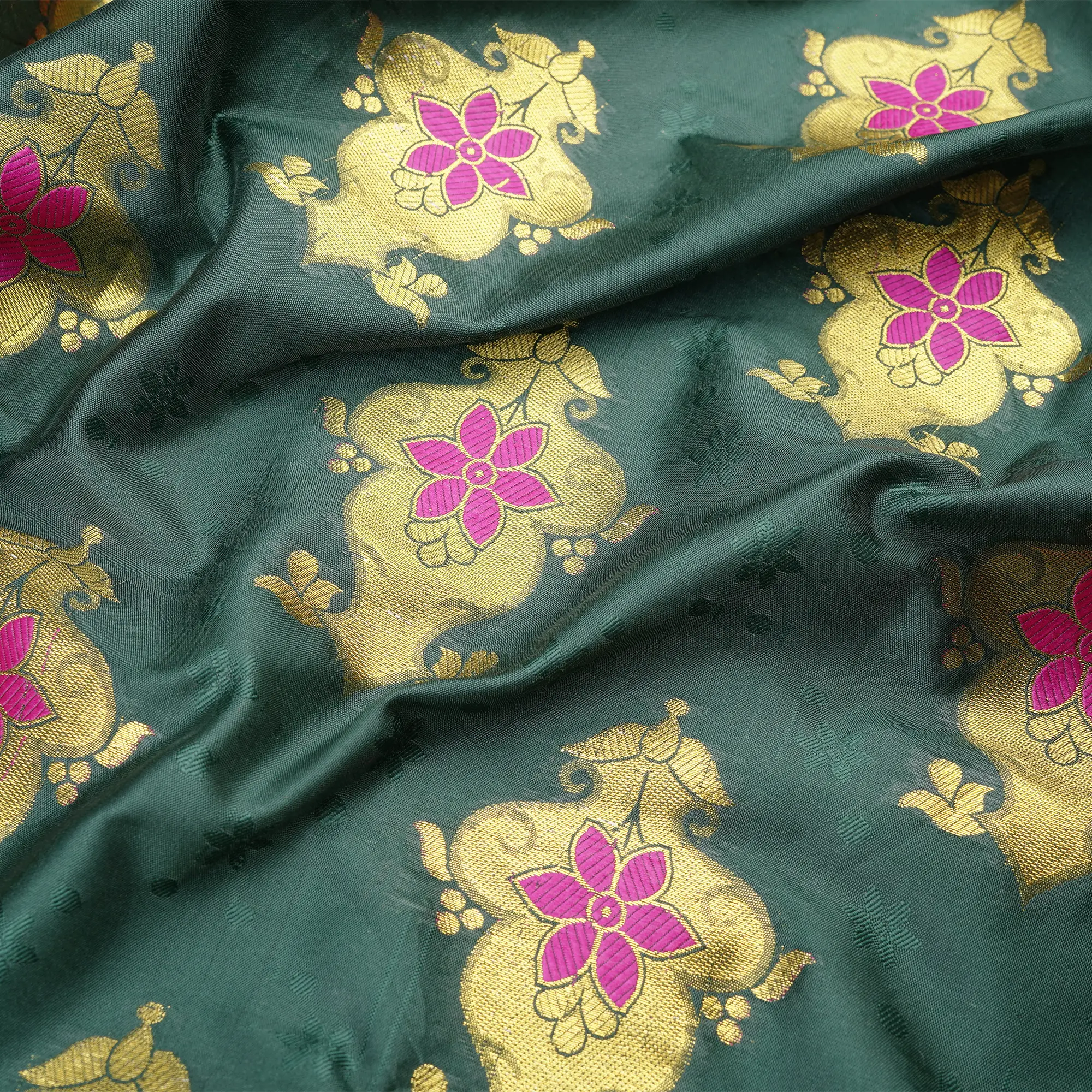 Fasana – Self Jamawar Blended Katan Silk with Mughal Bunch Pattern - Zahra Maham