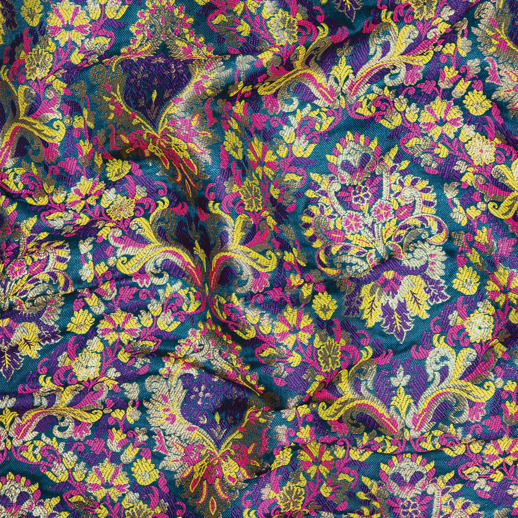 Indigo Jamawar Satin Zarbaft