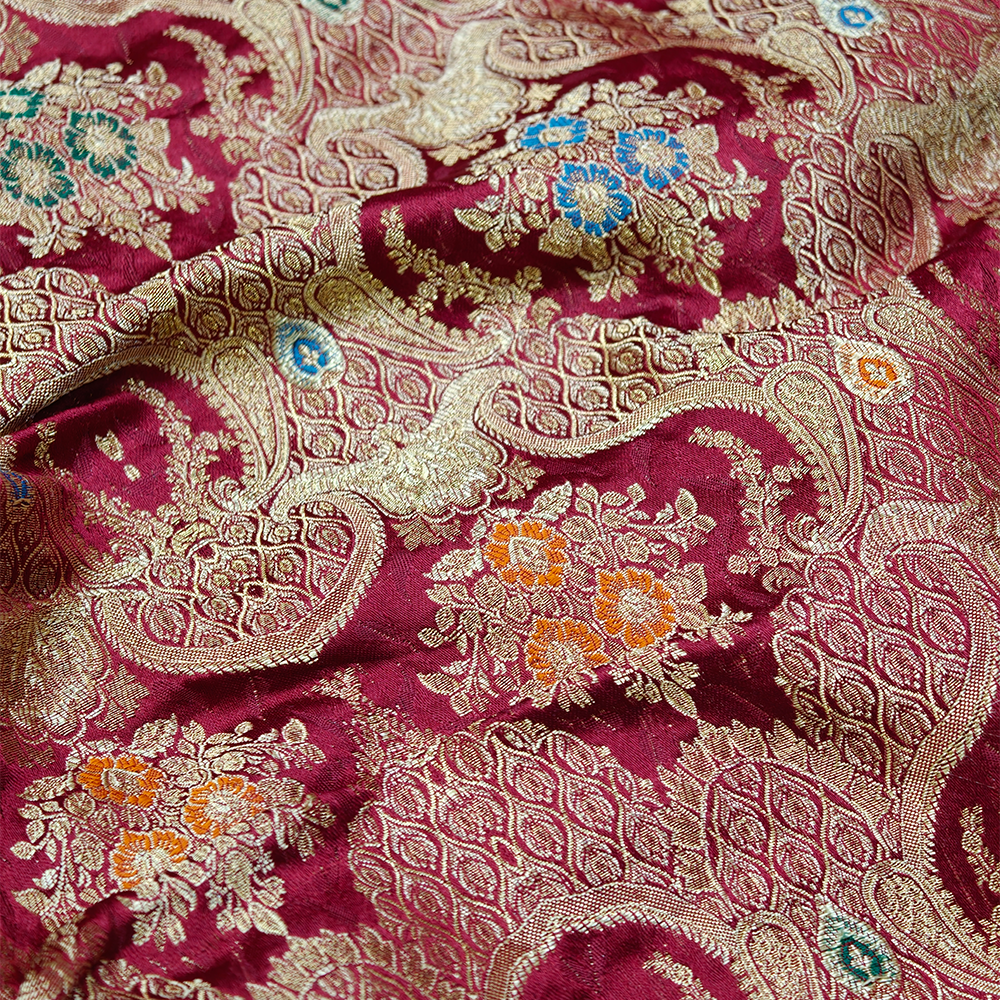 Baad-e-Gulshan – Pure Katan Satin (Maroon)