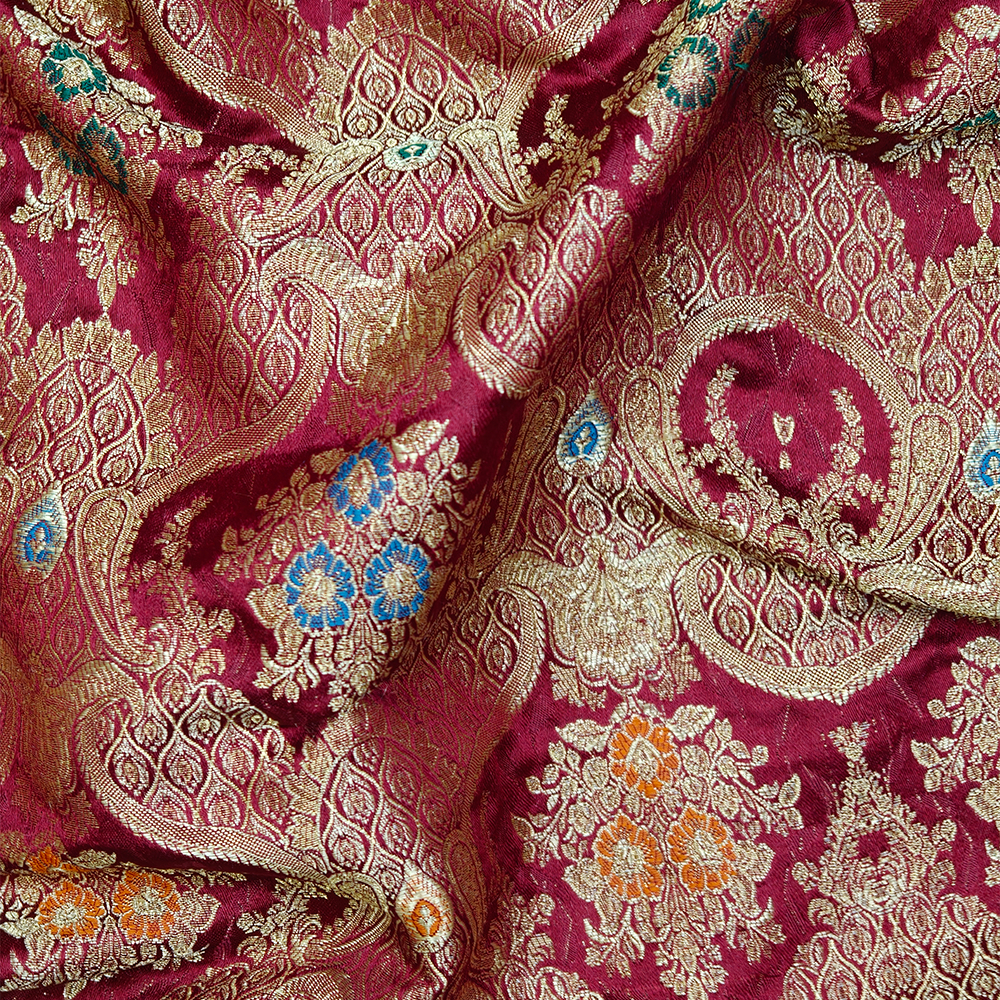 Baad-e-Gulshan – Pure Katan Satin (Maroon)