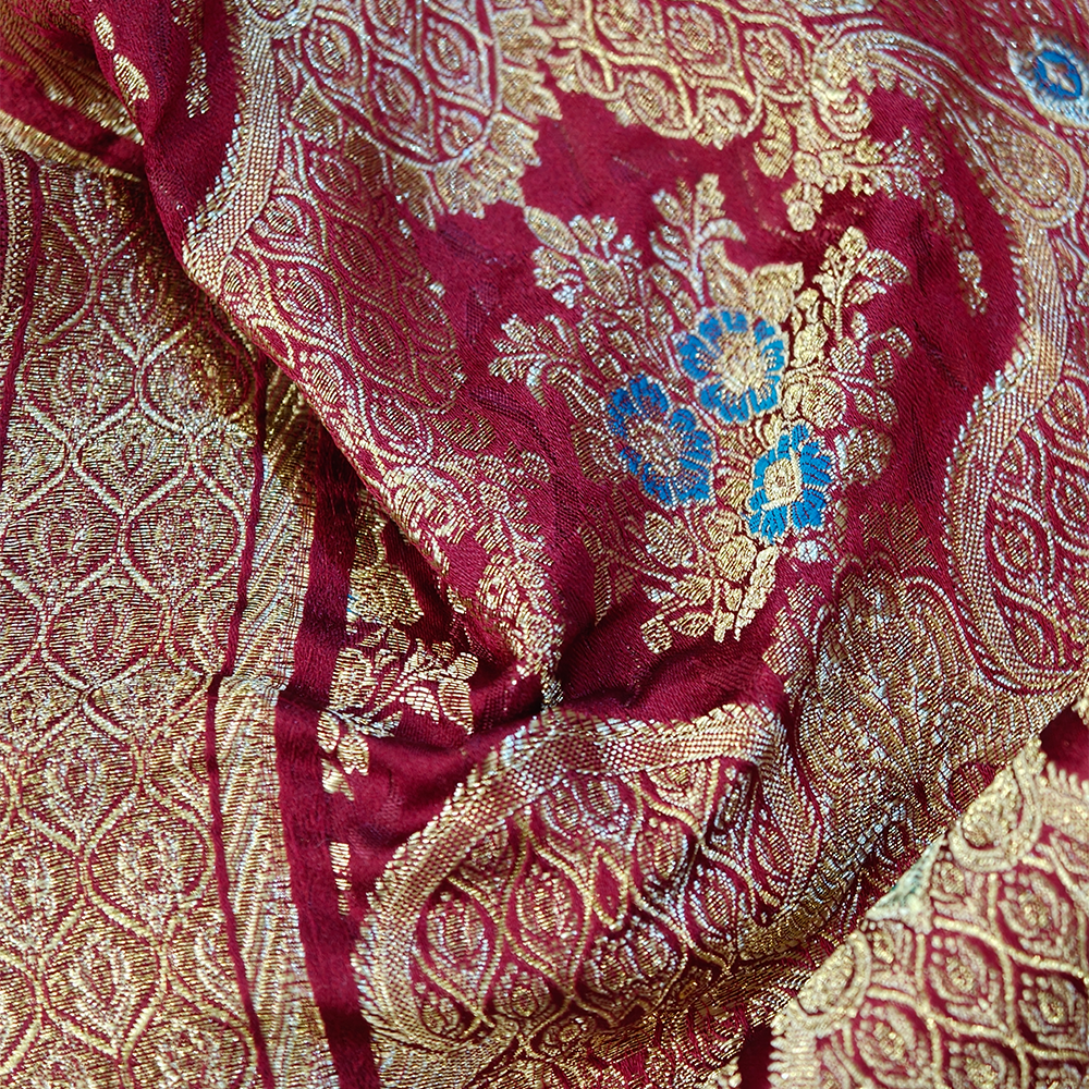 Baad-e-Gulshan – Pure Katan Satin (Maroon)
