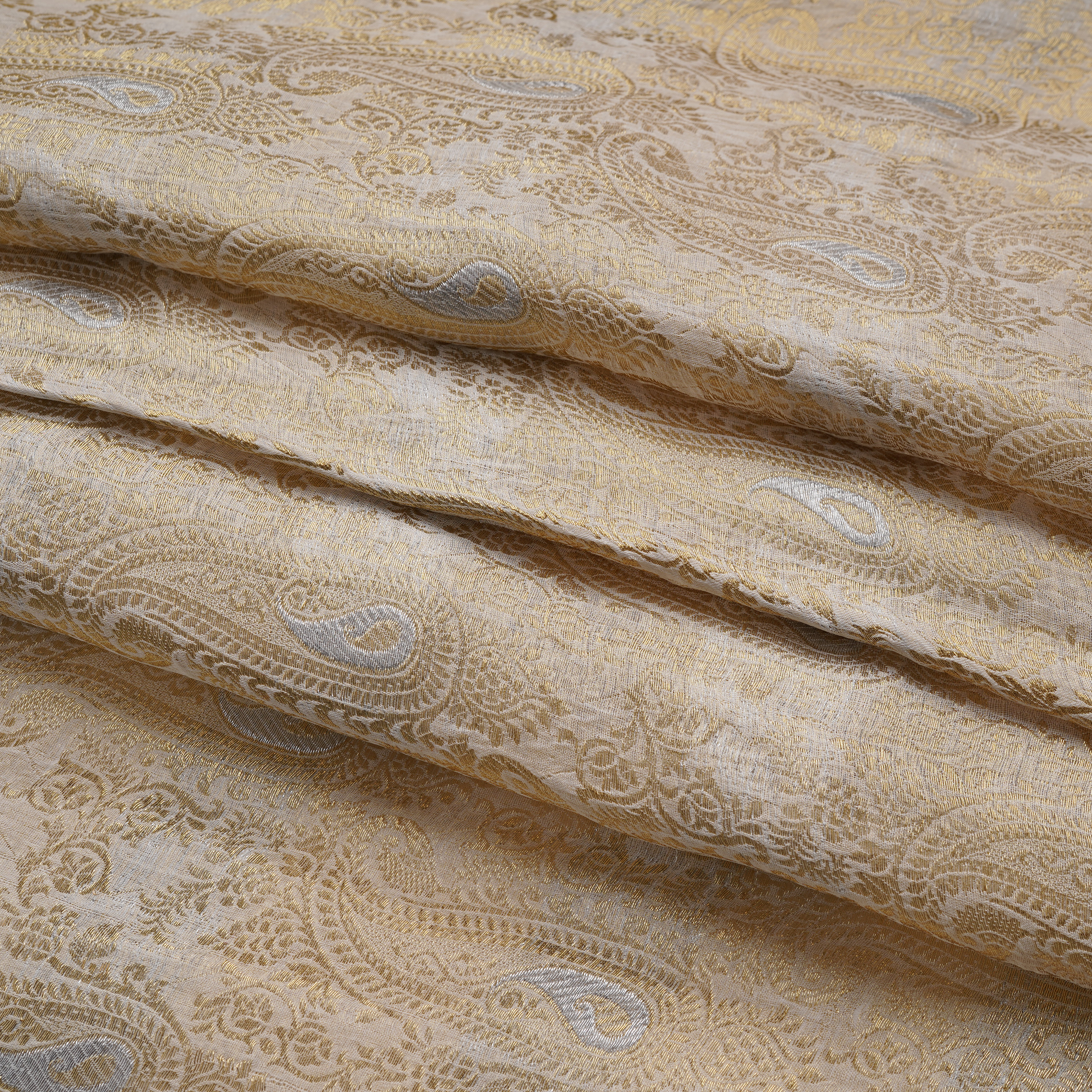 Tanzeem-e-Aali – Pure Katan Atlas (Mughal Pattern | 3-Color Thread | Golden Zari)