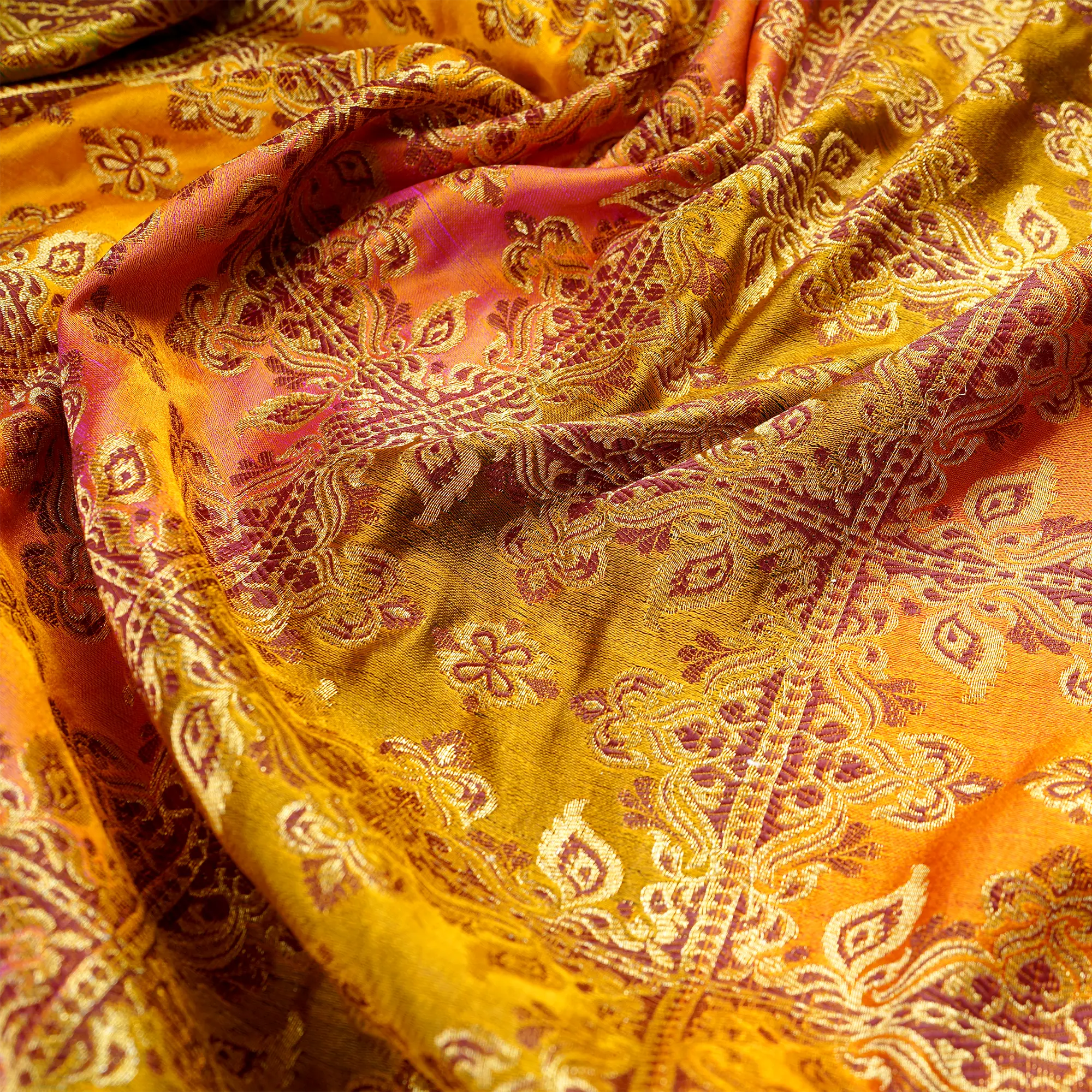 Aftab – Blended Katan satin with Floral Zari Work - Zahra Maham