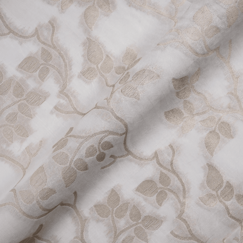 Arjhan – Pure Leaves Jaal White Sheesha Silk - Zahra Maham