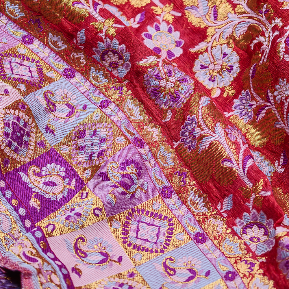 Musaffa Pure Chiffon Floral Jaal Kamkhwab