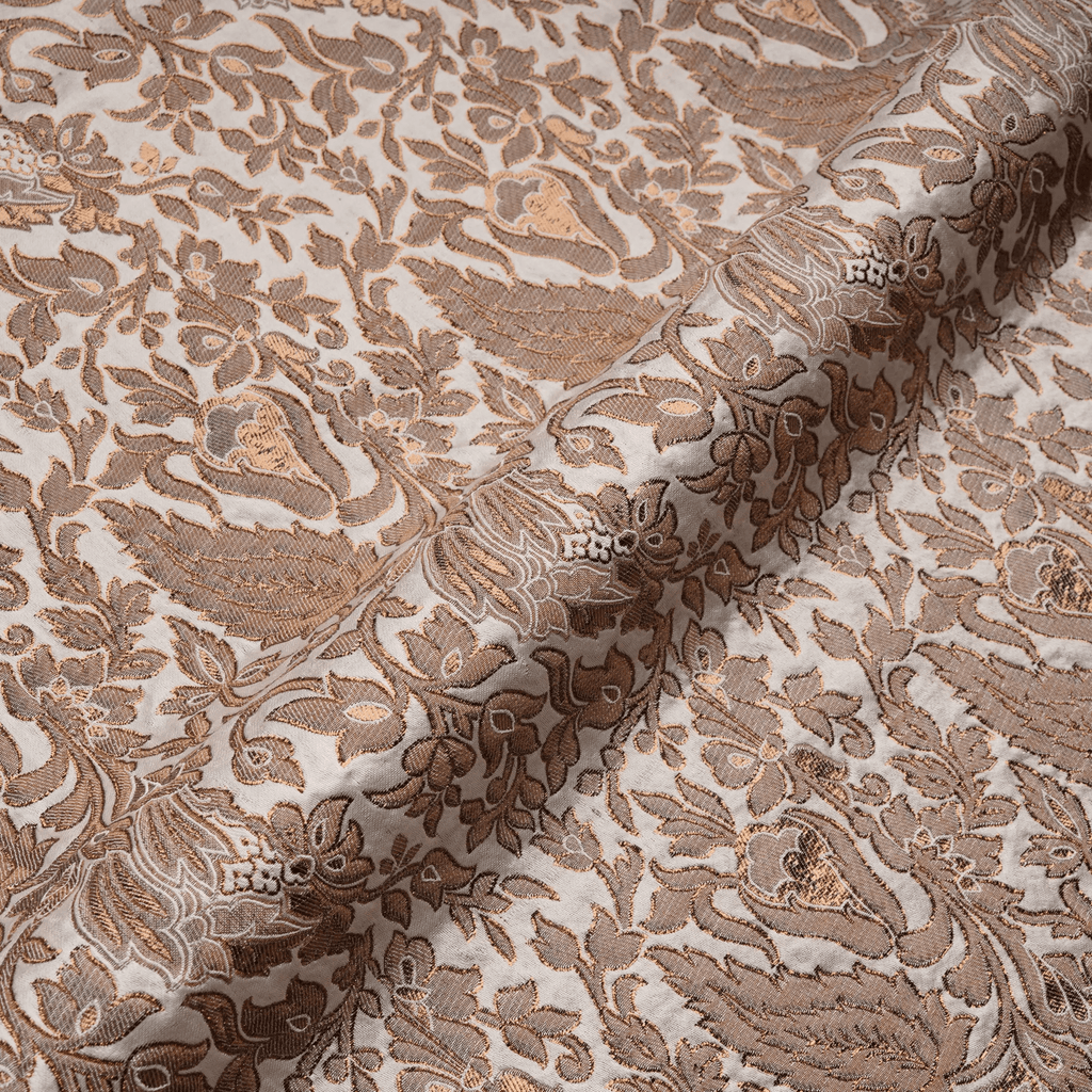 Bahaar-e-Dilnashi – Pure Satin Kundan Jamawar (Two-Tone | Floral Jaal | 3-Color Thread | Zari) - Zahra Maham