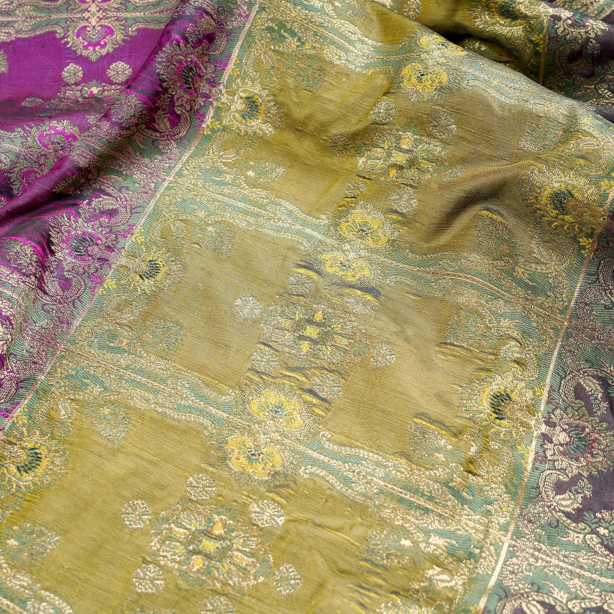 Bahru – Blended Katan Satin with Floral Zari Work - Zahra Maham