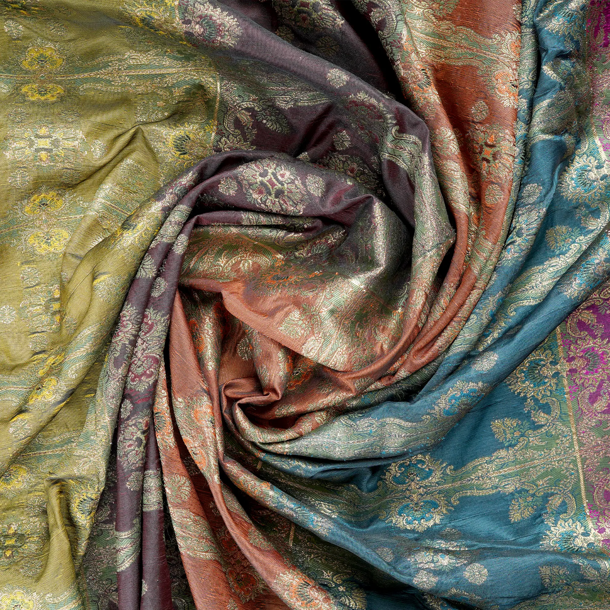 Bahru – Blended Katan Satin with Floral Zari Work - Zahra Maham