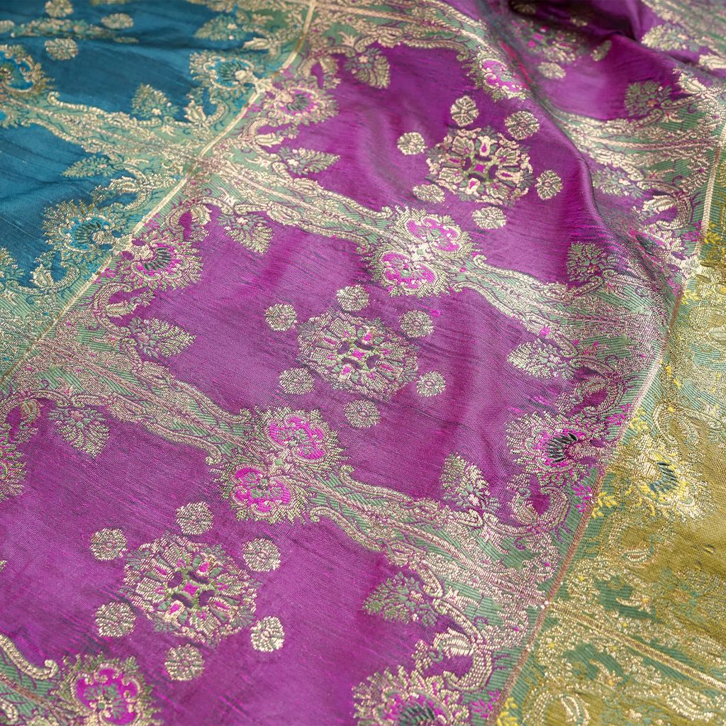 Bahru – Blended Katan Satin with Floral Zari Work - Zahra Maham
