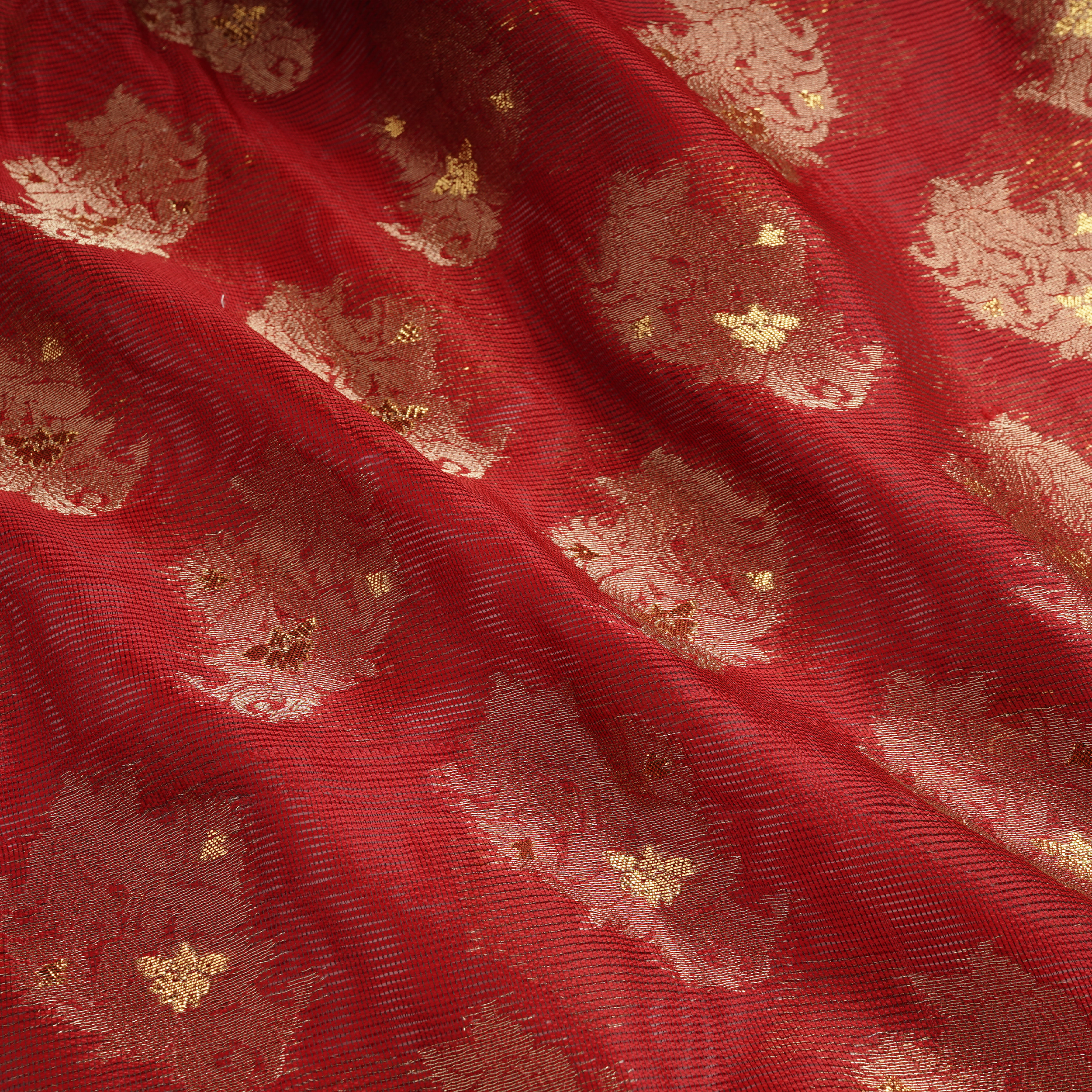 Noorain – Loom Net Fabric with Golden Zari Bunch