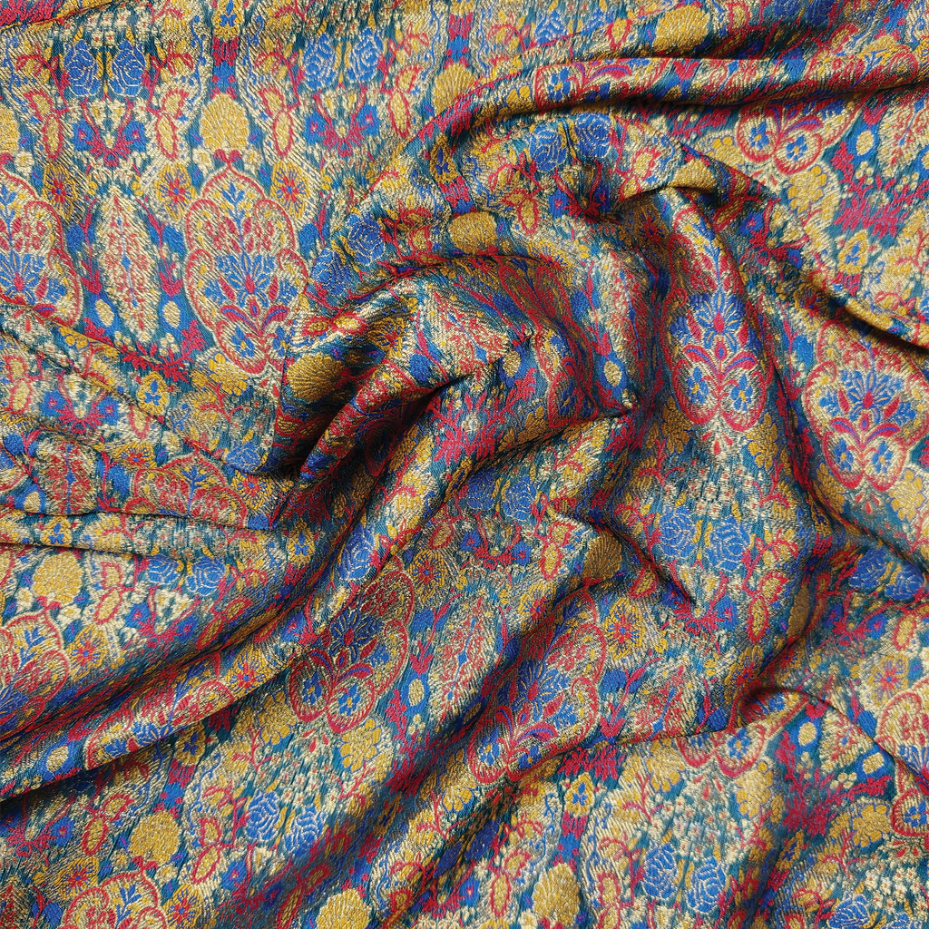 Zar-e-Sultanat – Satin Jamawar Kamkhwab with Mughal Art Borders