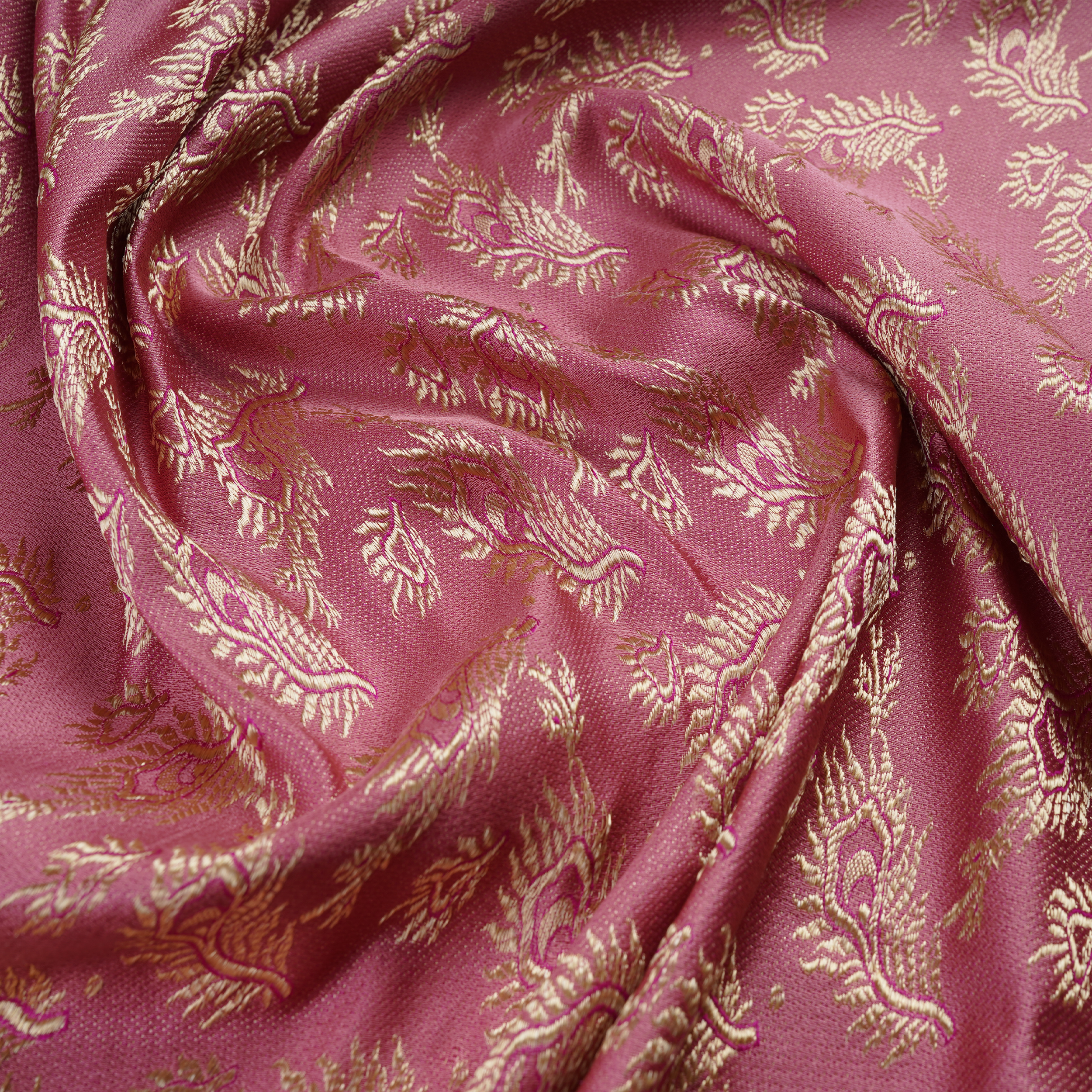 Morzaat – Pure Katan Satin with Peacock Feather Pattern