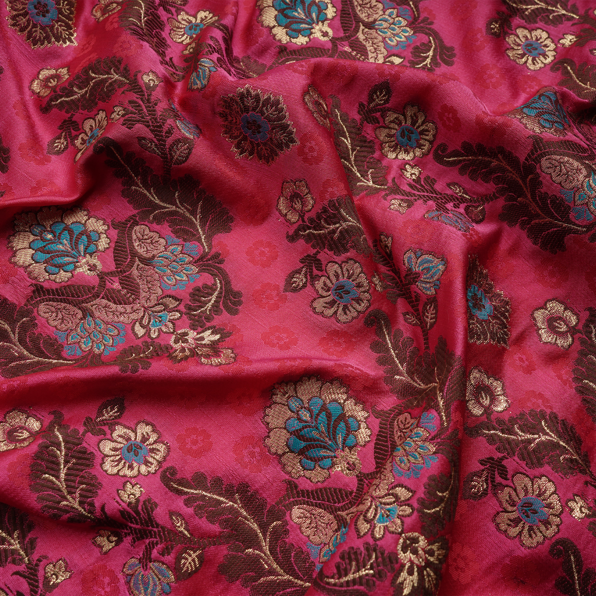 Shahnoor – Satin Jamawar Kamkhwab Fabric with Mughal Art