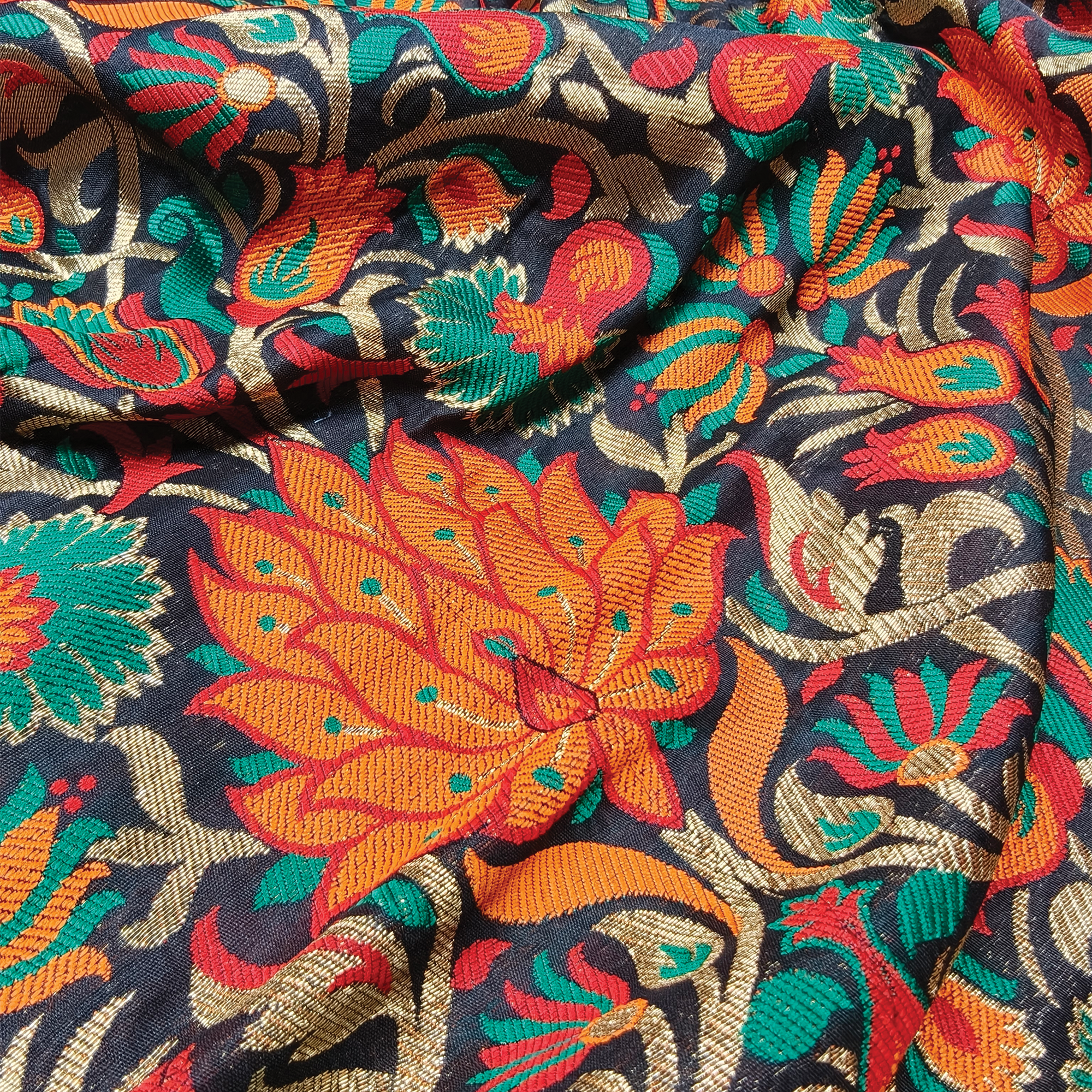 Lalzar-e-Gul – Satin Jamawar Kamkhwab with Floral Art Borders