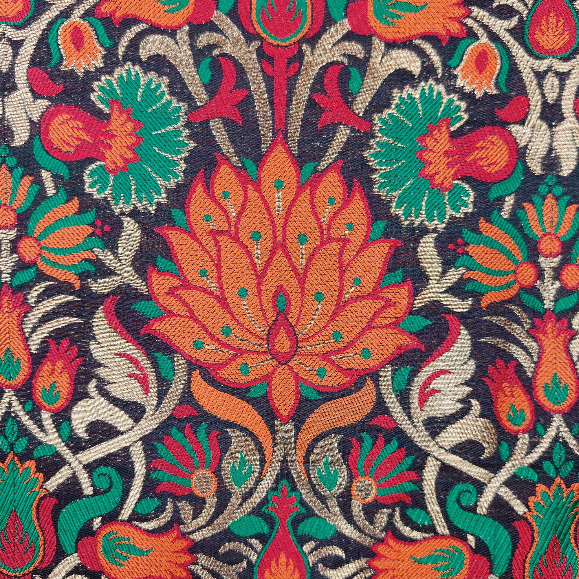 Lalzar-e-Gul – Satin Jamawar Kamkhwab with Floral Art Borders