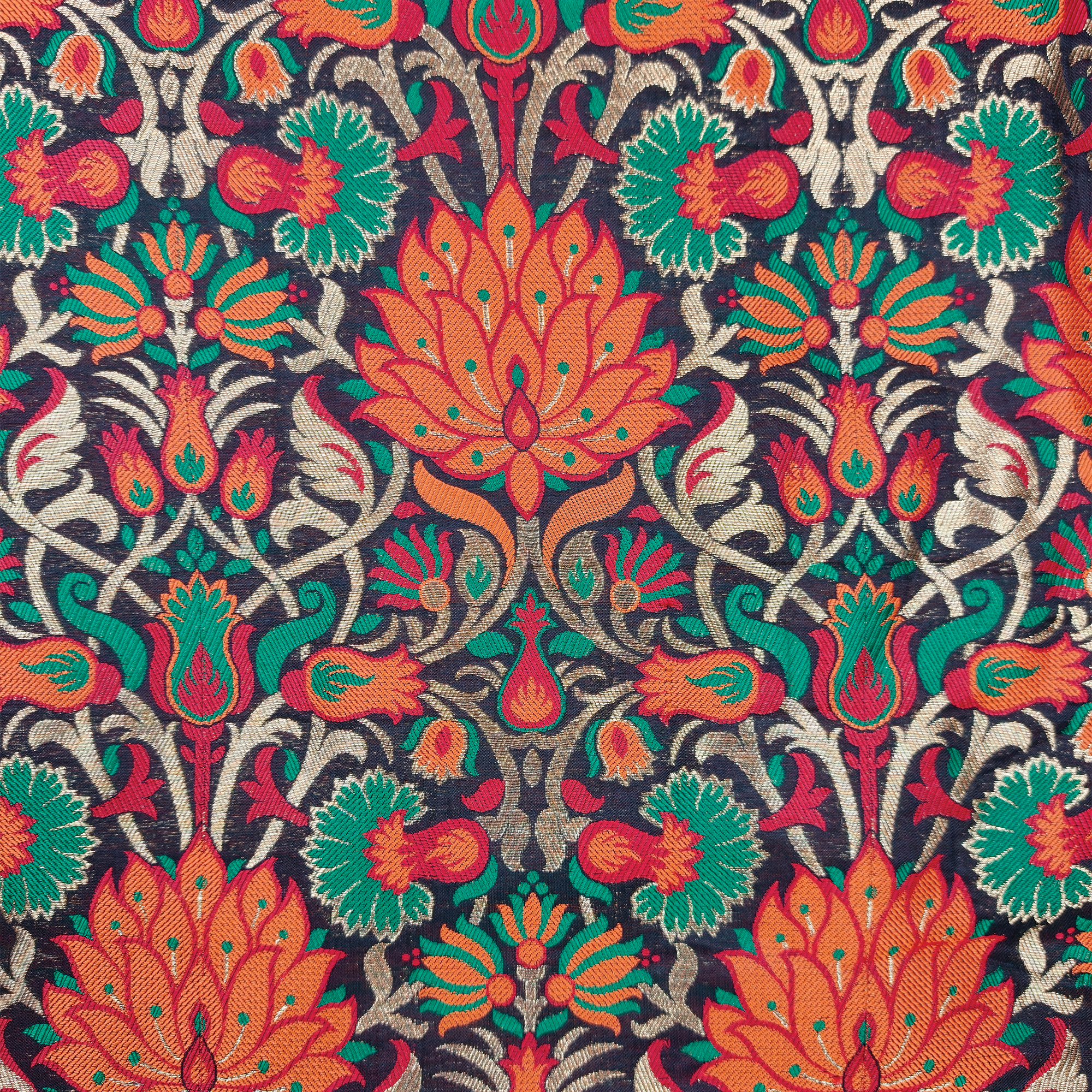 Lalzar-e-Gul – Satin Jamawar Kamkhwab with Floral Art Borders