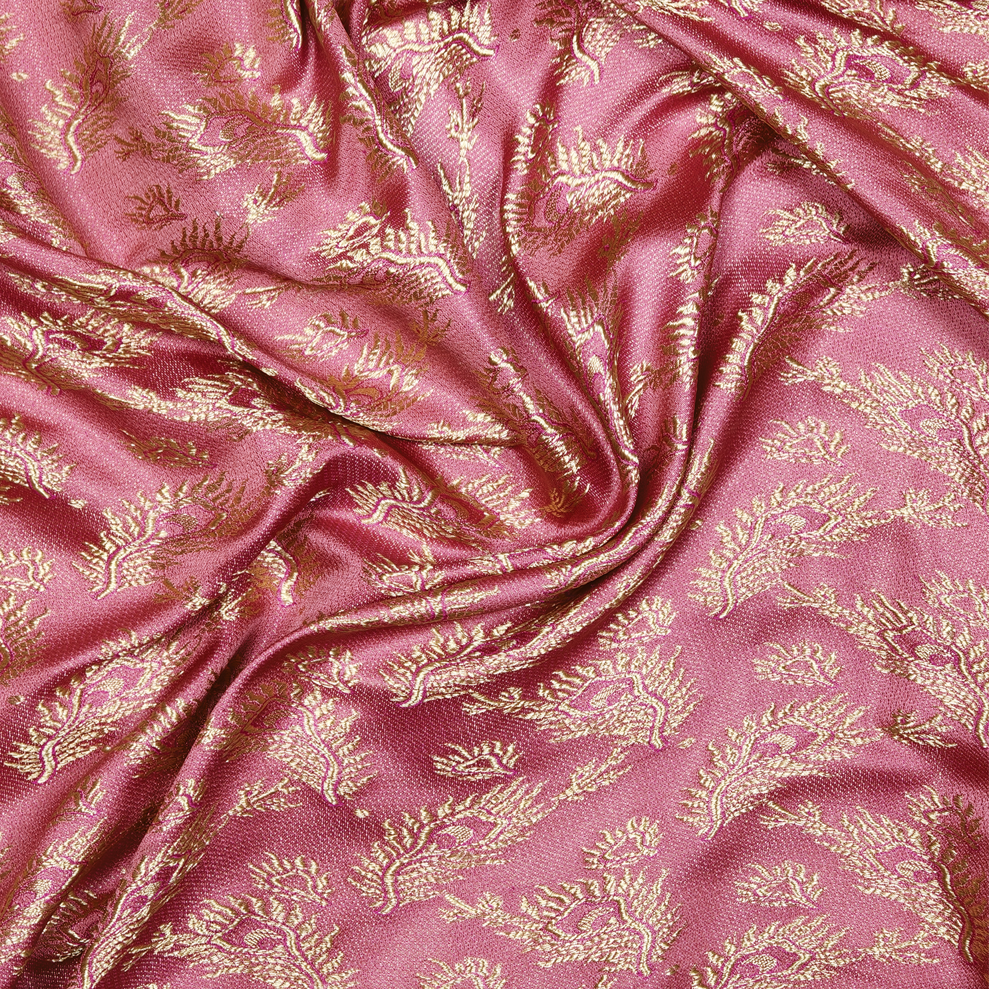 Morzaat – Pure Katan Satin with Peacock Feather Pattern (Double Sided)
